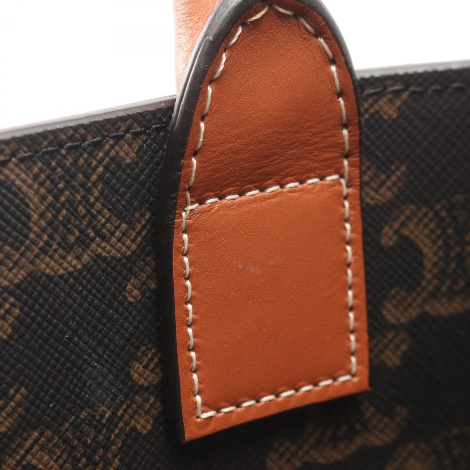 Celine Black Brown Coated Canvas Leather Handbag Tote Bag (Pre-Owned)