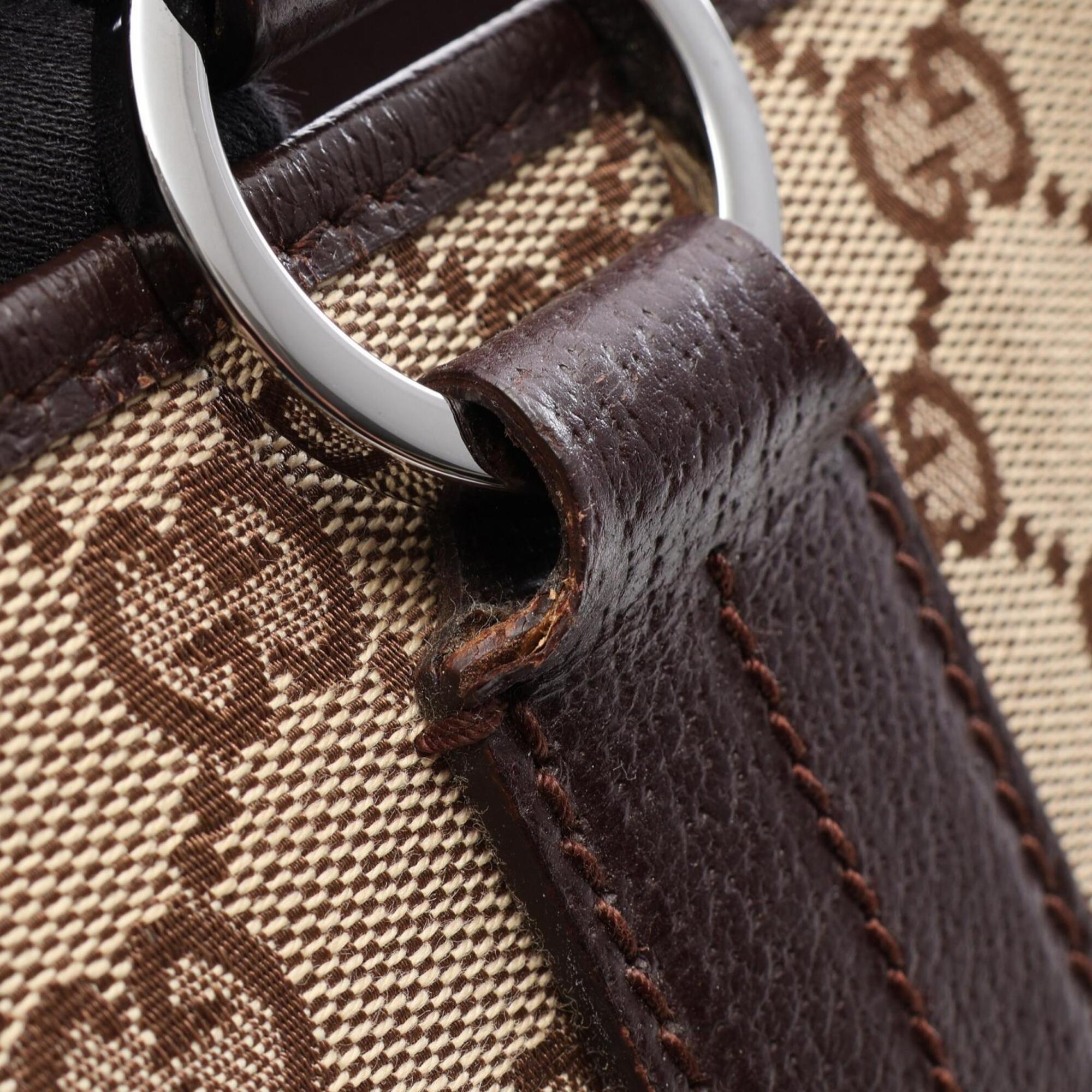 Gucci Beige Brown Canvas Leather Tote Bag (Pre-Owned)
