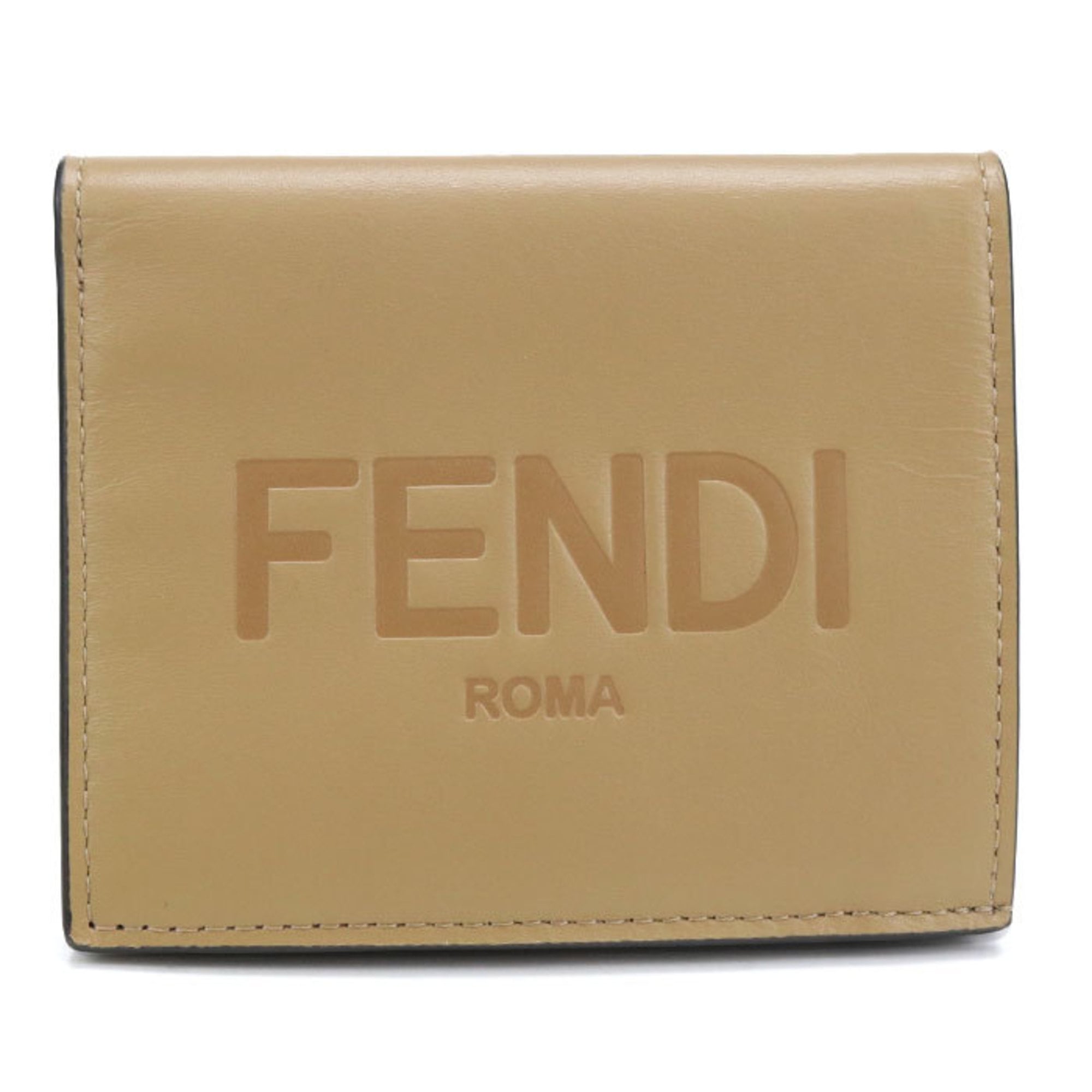 Fendi Zucca Beige Leather Wallet (Bi-Fold) (Pre-Owned)