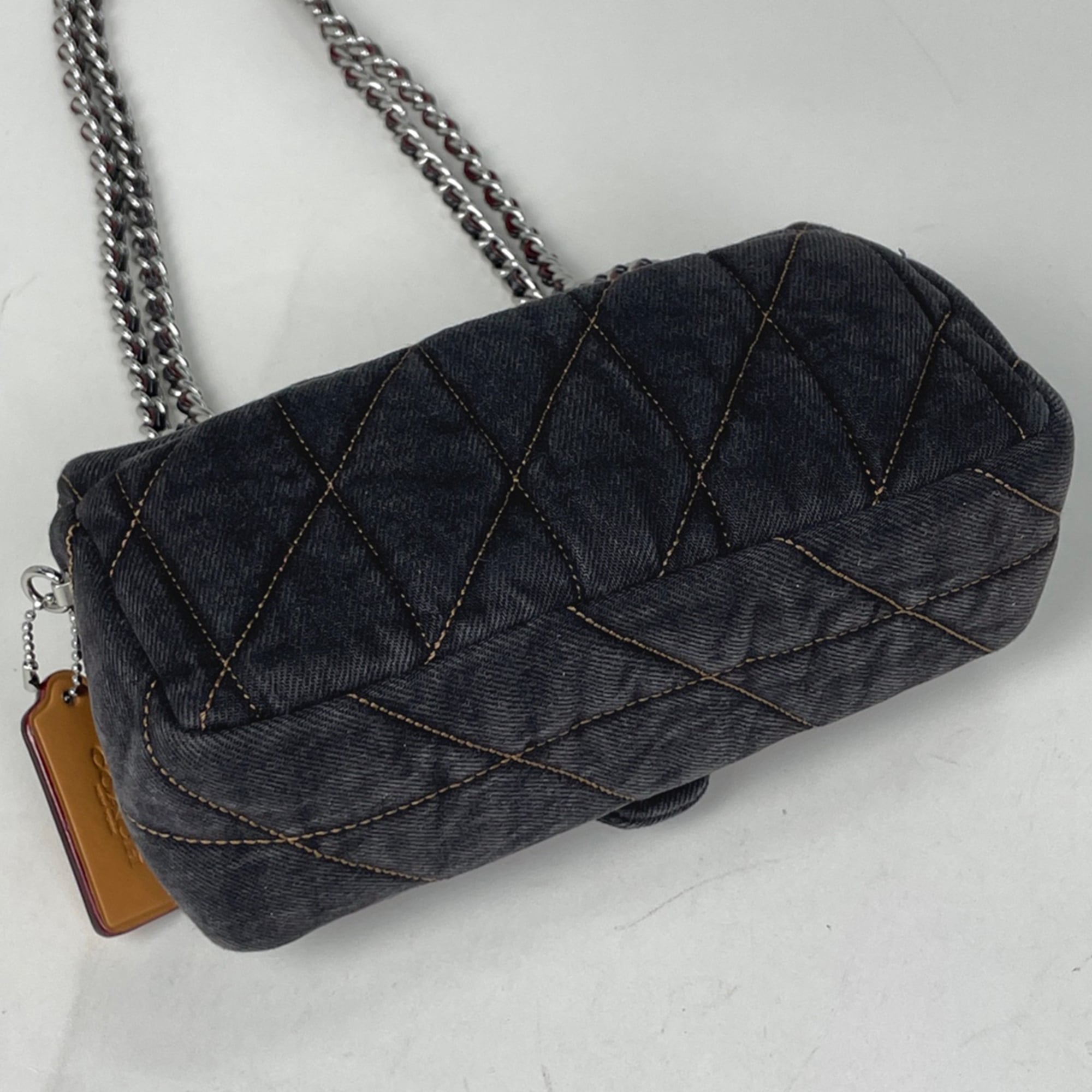 Coach Black Denim Leather Shoulder Bag (Pre-Owned)