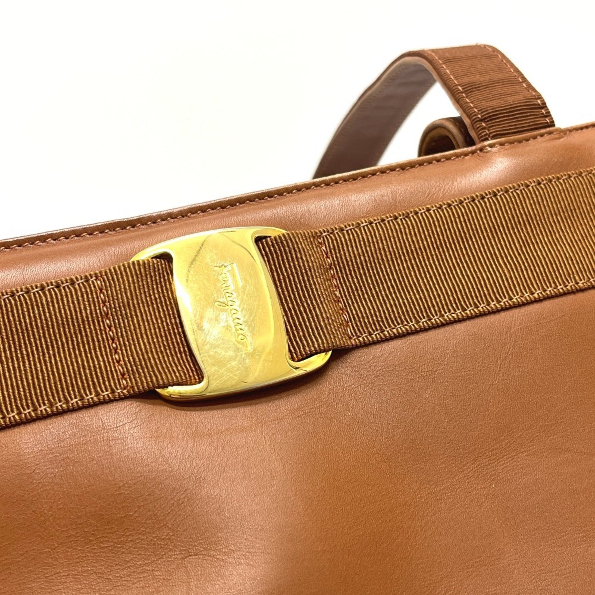 Salvatore Ferragamo Brown Leather Handbag Tote Bag (Pre-Owned)
