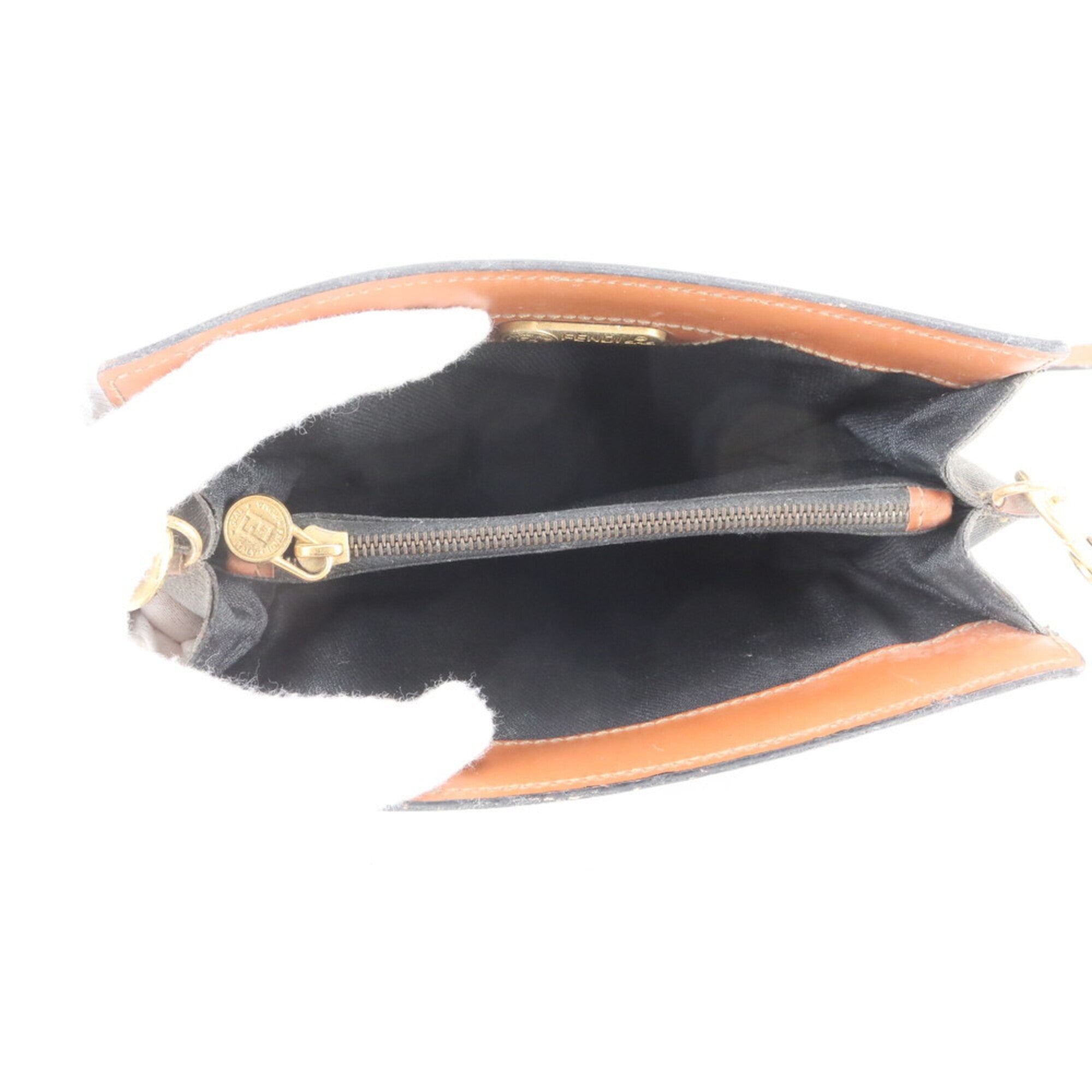 Fendi Black Brown Leather Coated Canvas Crossbody Bag Shoulder Bag (Pre-Owned)