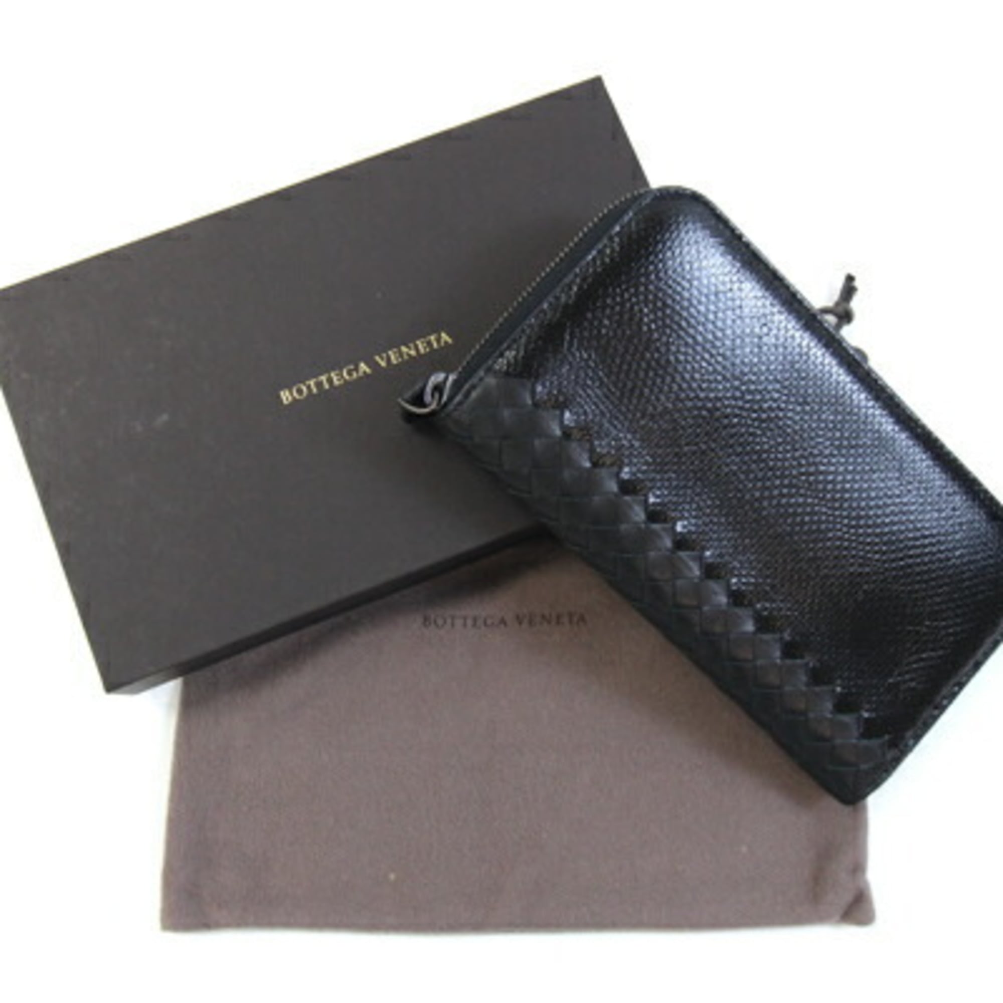 Bottega Veneta Black Leather Long Wallet (Bi-Fold) (Pre-Owned)