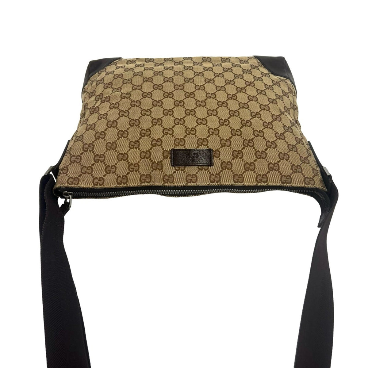 Gucci Brown Canvas Leather Crossbody Bag Messenger Bag Shoulder Bag (Pre-Owned)