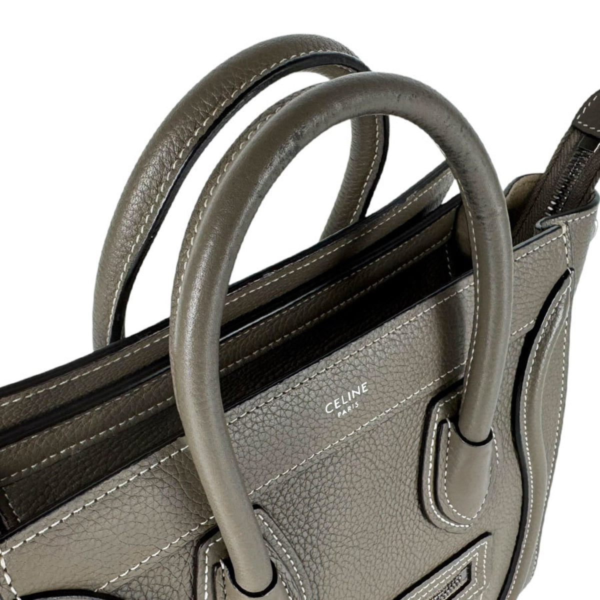 Celine Grayish Leather Handbag Shoulder Bag (Pre-Owned)