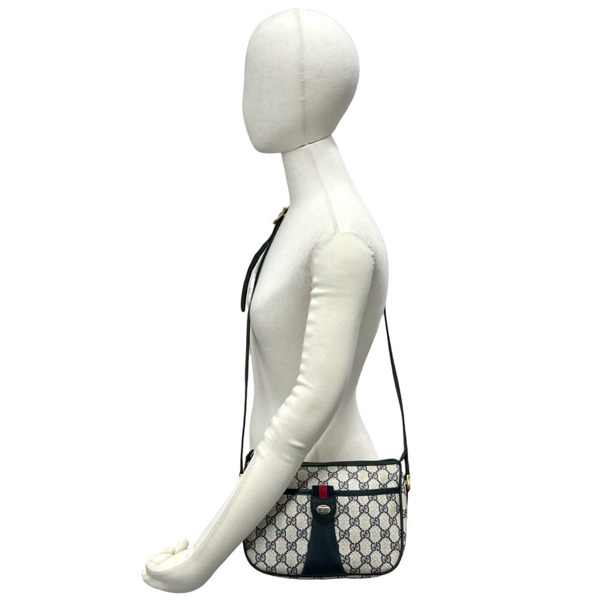 Gucci Navy Red Color Pvc Leather Shoulder Bag (Pre-Owned)