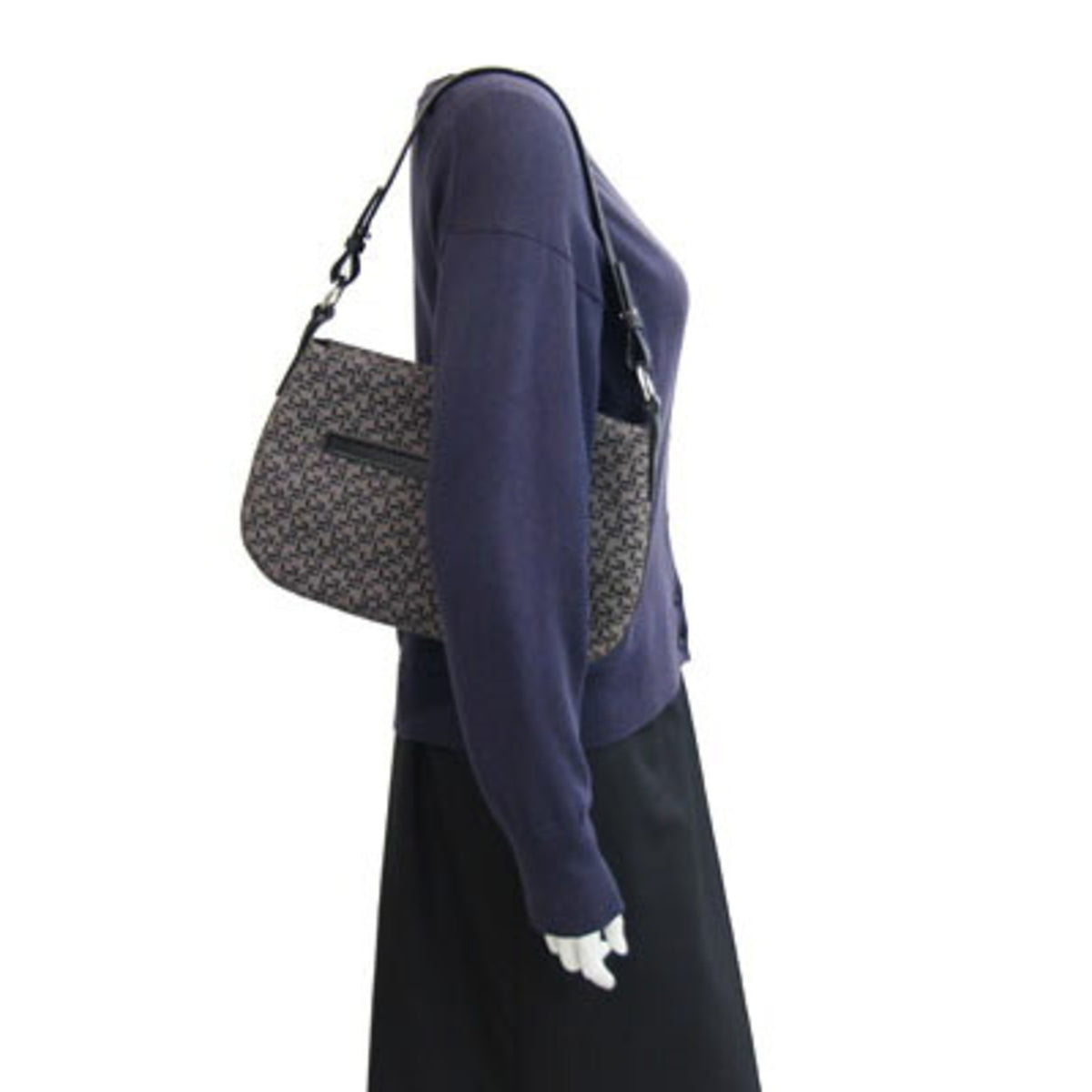 Loewe Black Gray Canvas Leather Handbag Shoulder Bag (Pre-Owned)