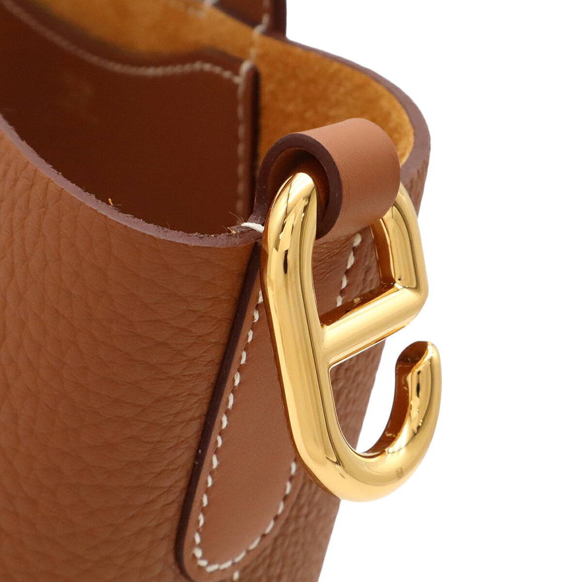 Hermes Brown Gold Brown Taurillon Clemence Leather Handbag Tote Bag (Pre-Owned)