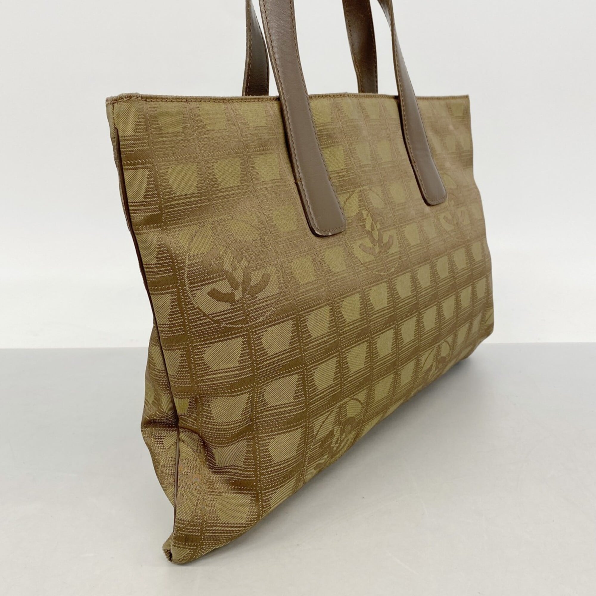 Chanel Khaki Nylon Tote Bag (Pre-Owned)