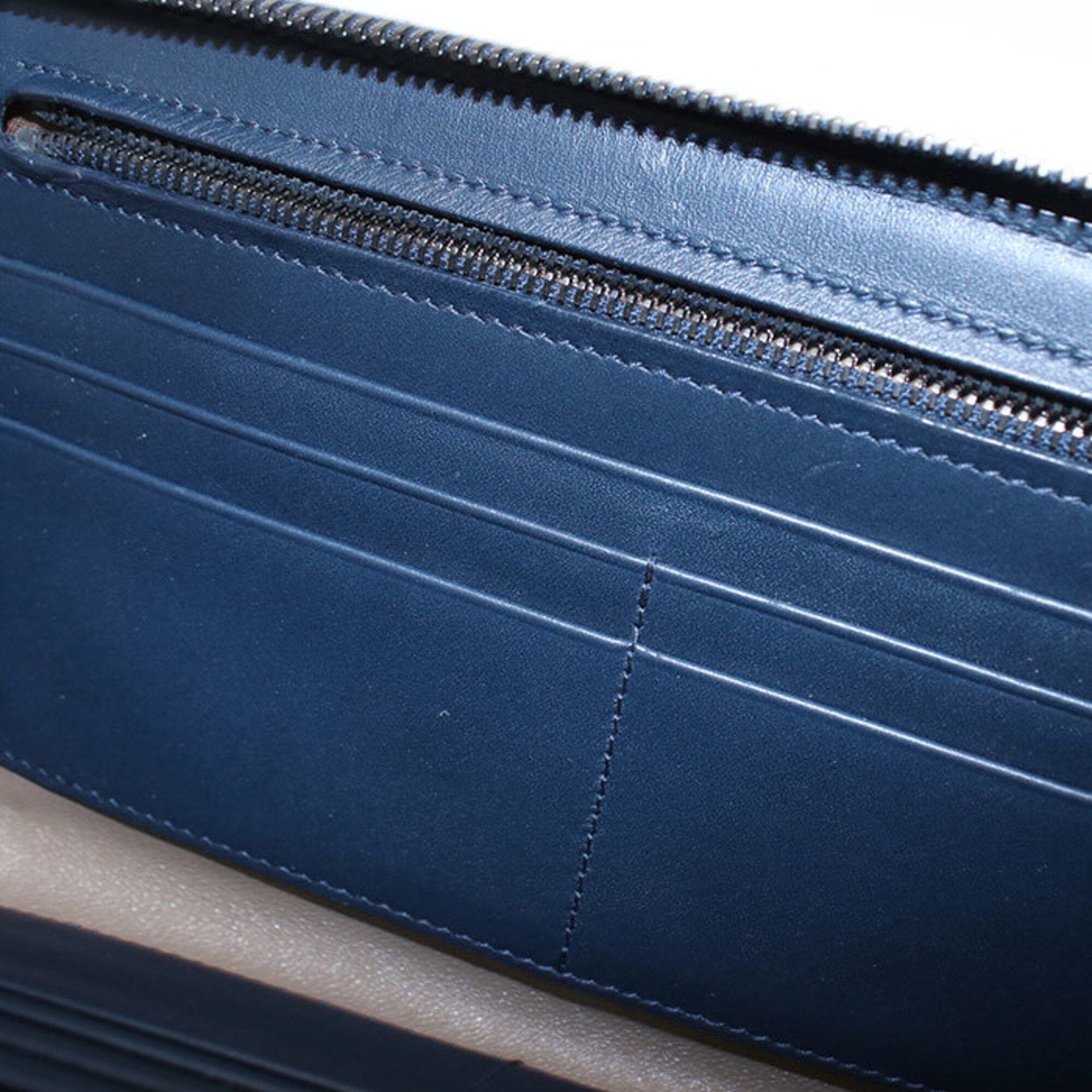 Bottega Veneta Navy Leather Long Wallet (Bi-Fold) (Pre-Owned)