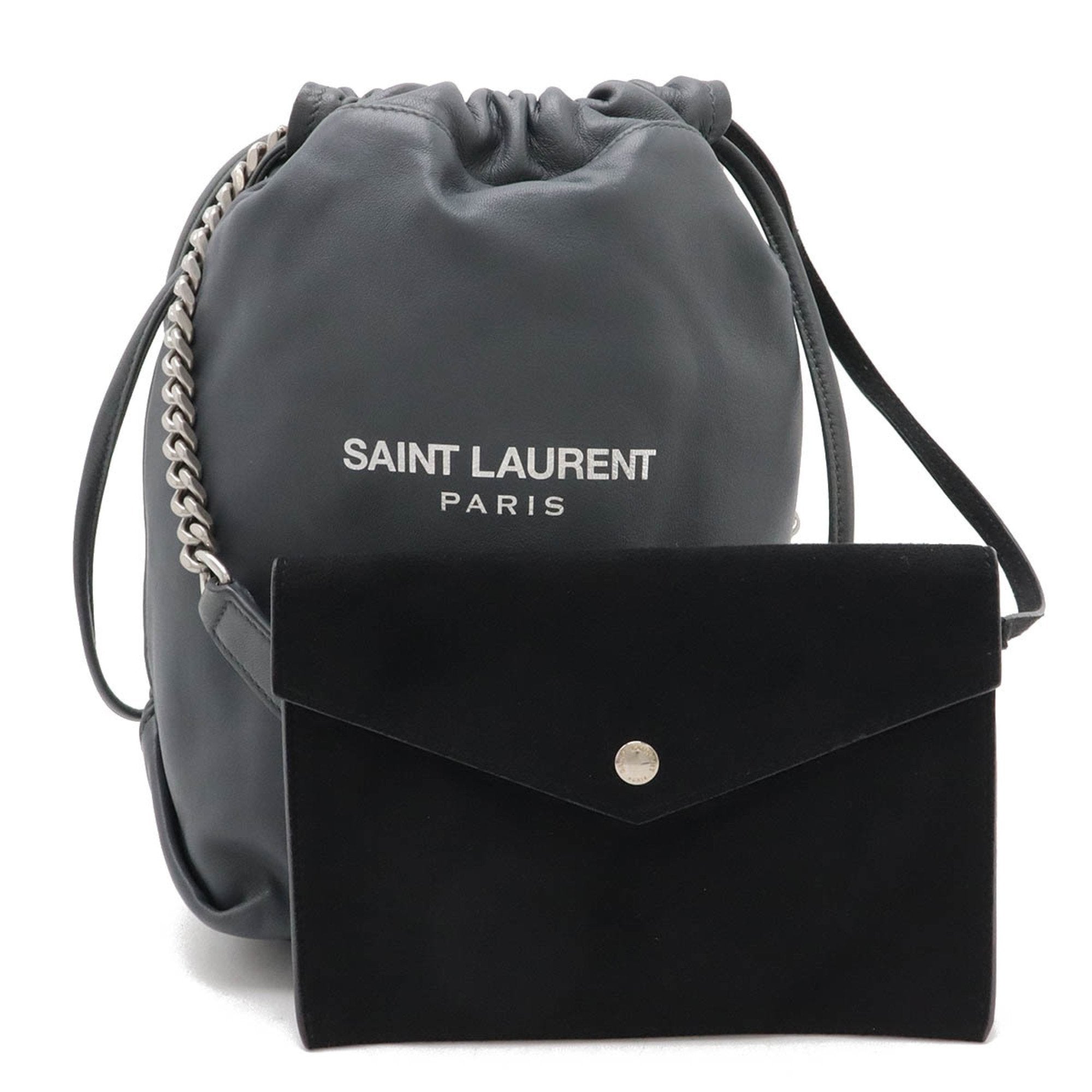 Yves Saint Laurent Gray Leather Shoulder Bag (Pre-Owned)