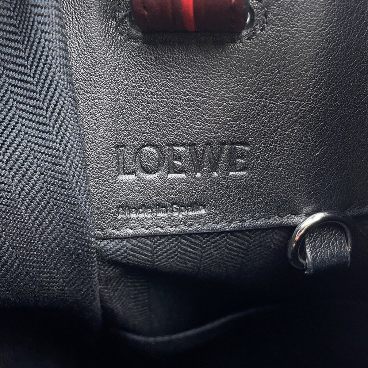 Loewe Hammock Black Red Color Leather Handbag Shoulder Bag (Pre-Owned)