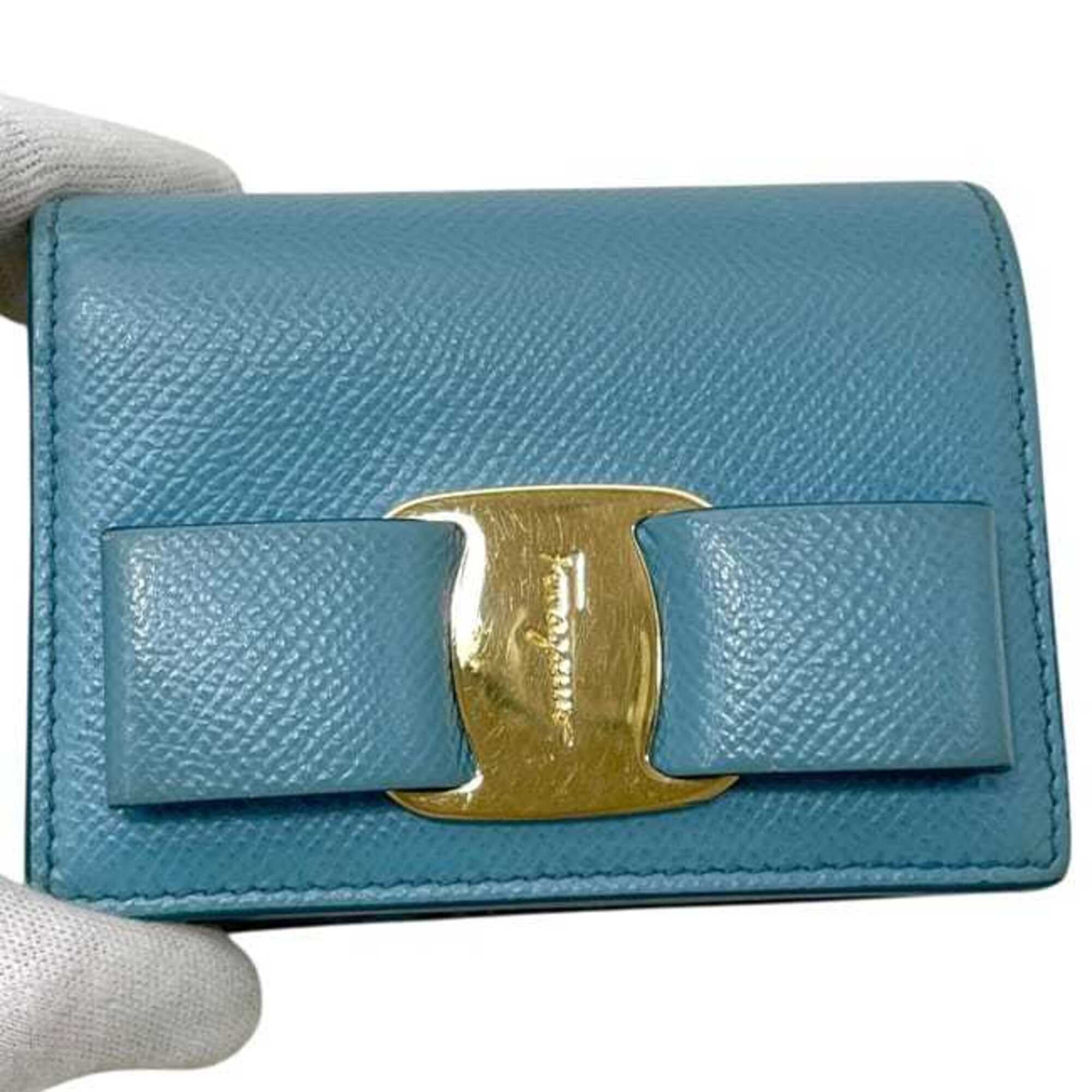 Salvatore Ferragamo Light Blue Leather Wallet (Bi-Fold) (Pre-Owned)