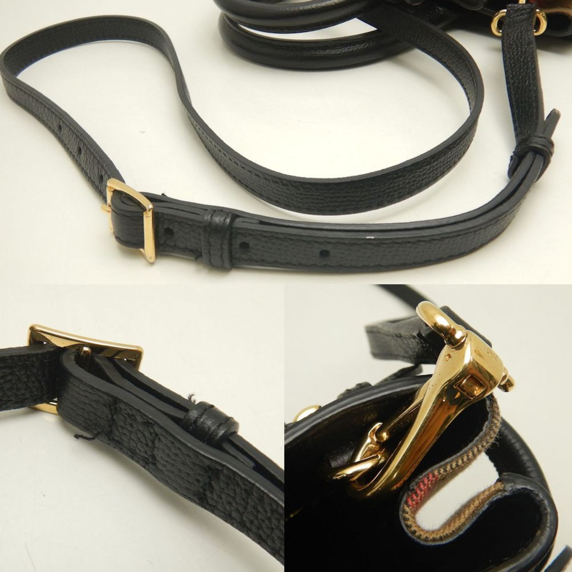 Burberry Black Leather Canvas Handbag (Pre-Owned)