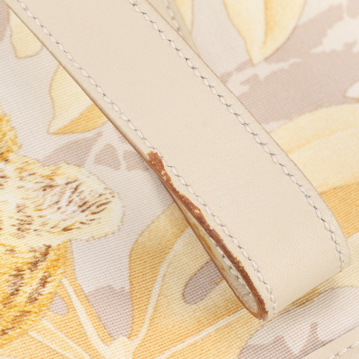 Salvatore Ferragamo Beige Yellow Leather Canvas Shoulder Bag Tote Bag (Pre-Owned)
