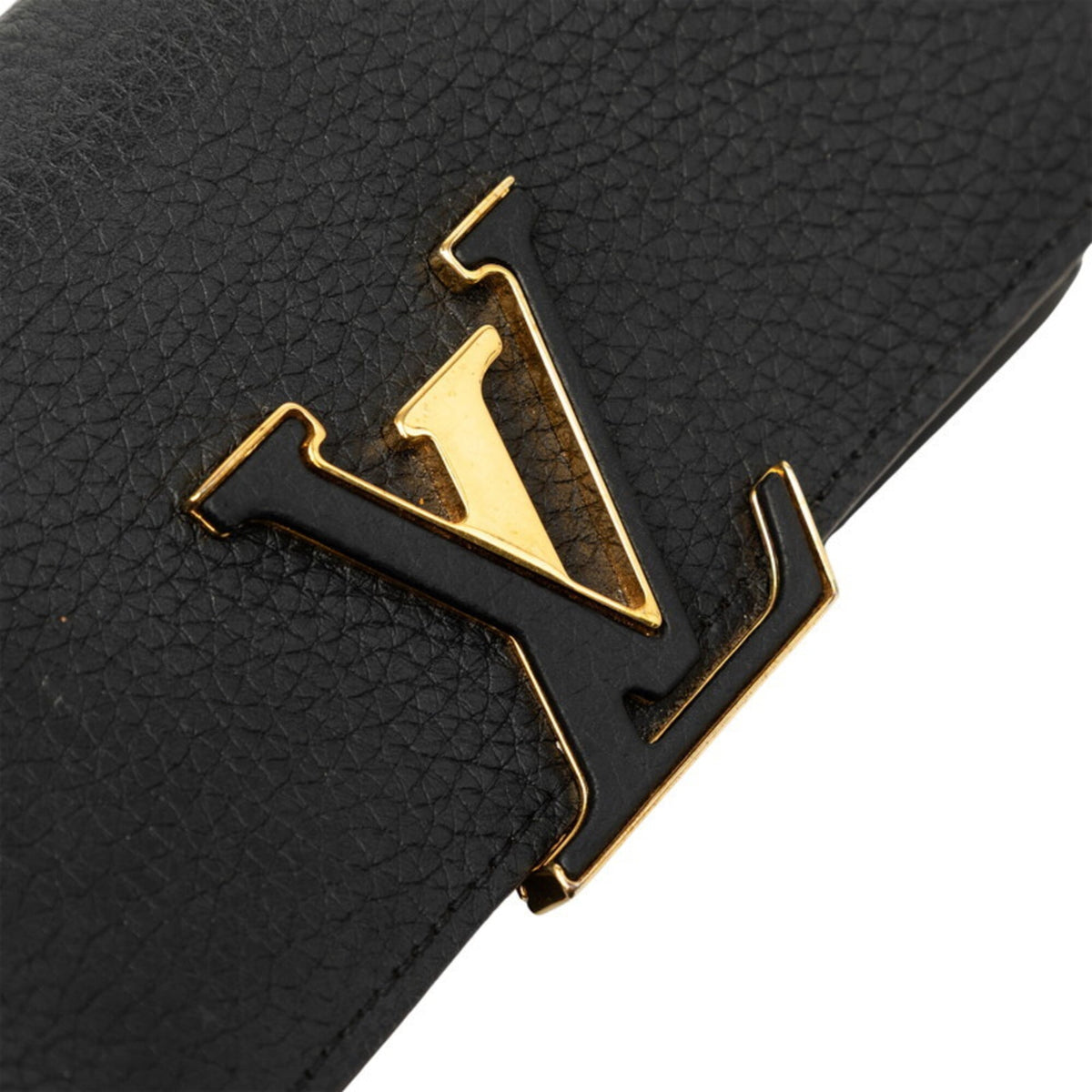 Louis Vuitton Black Noir Leather Long Wallet (Bi-Fold) (Pre-Owned)