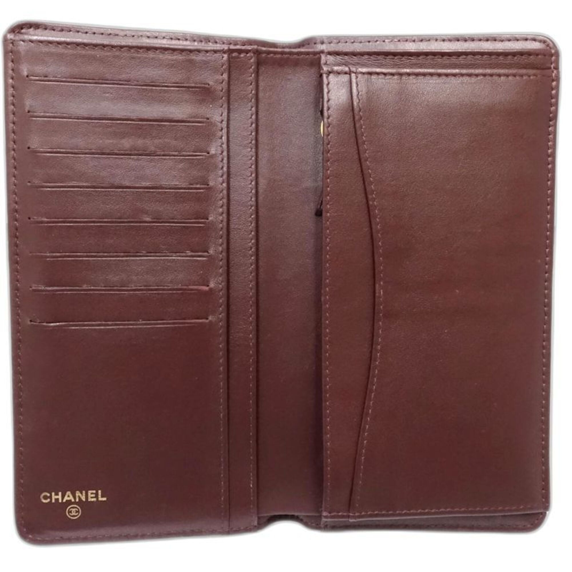 Chanel Black Grained Calfskin Long Wallet (Bi-Fold) (Pre-Owned)