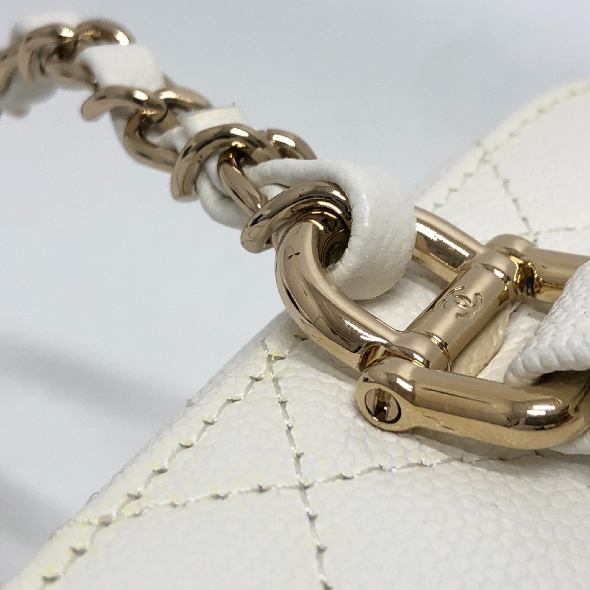 Chanel Caviar Skin White Caviar Leather Handbag Shoulder Bag Vanity Bag (Pre-Owned)