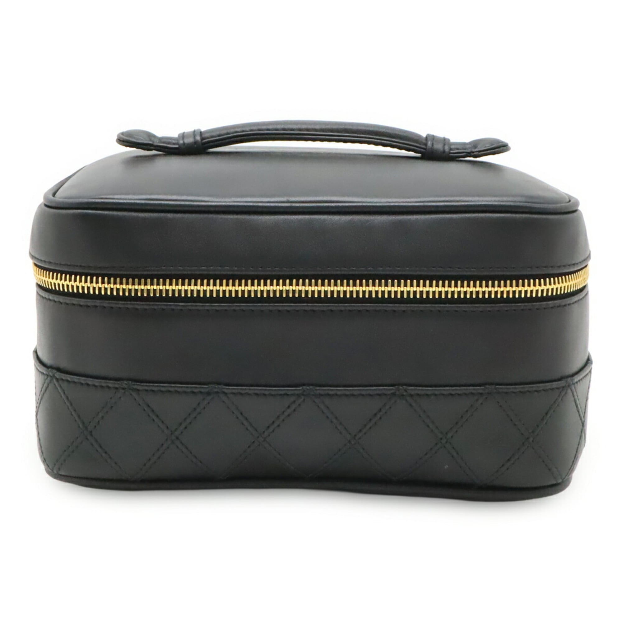 Chanel Black Leather Handbag Pouch Vanity Bag (Pre-Owned)