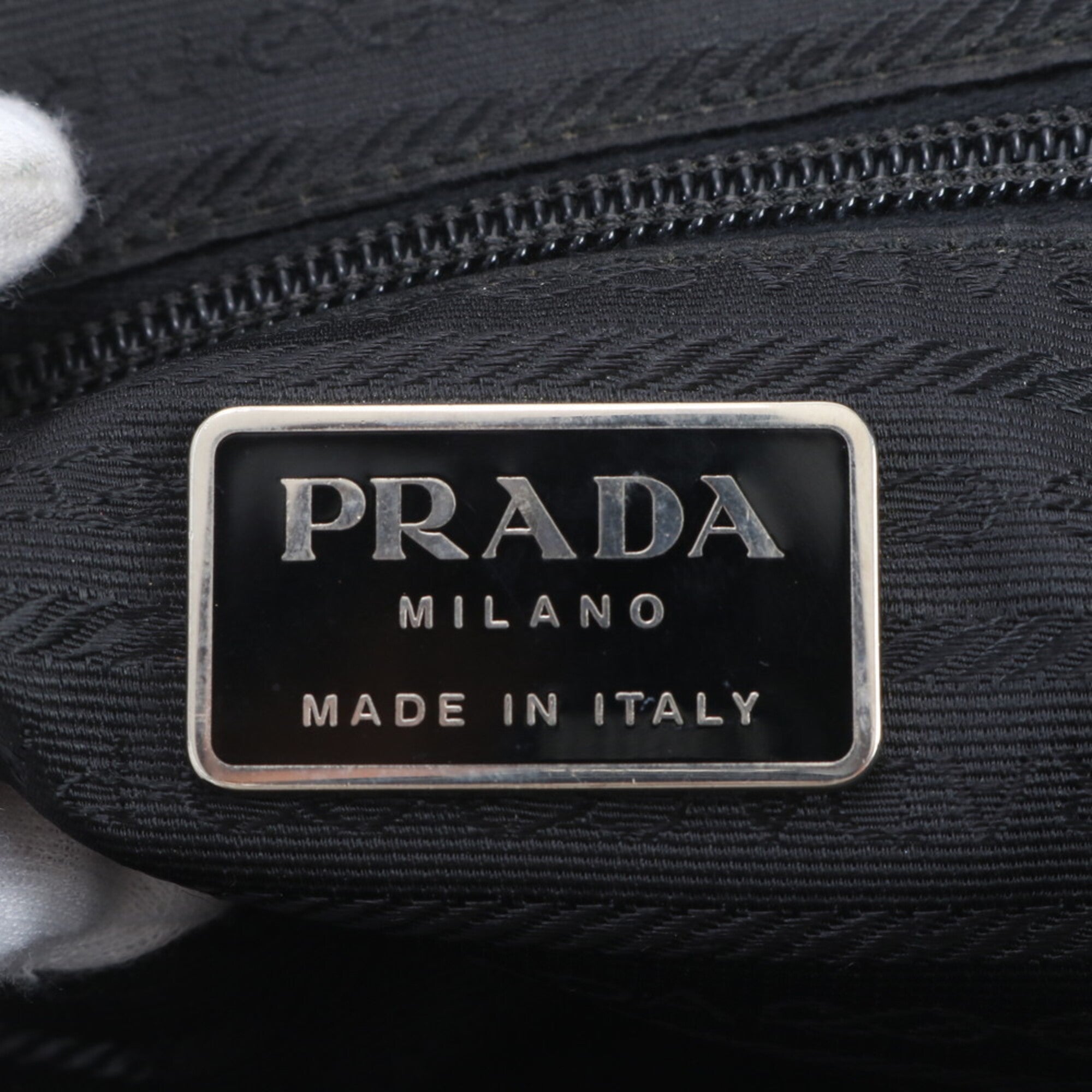 Pradasports Beige Black Leather Canvas Handbag Tote Bag (Pre-Owned)