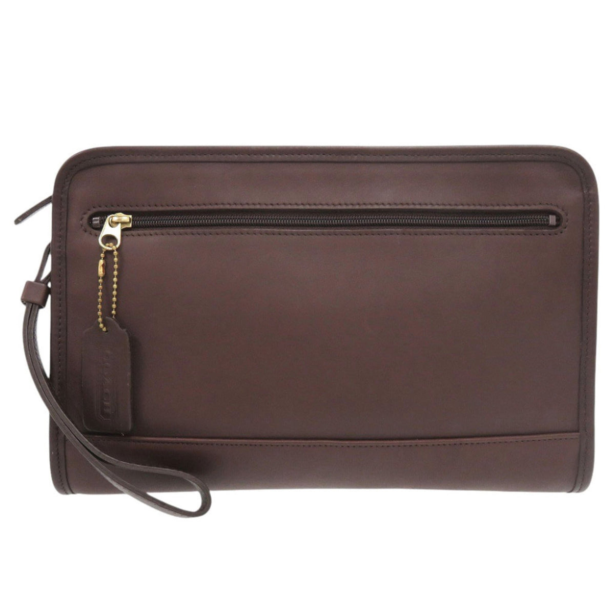 Coach Dark Brown Leather Clutch Bag (Pre-Owned)