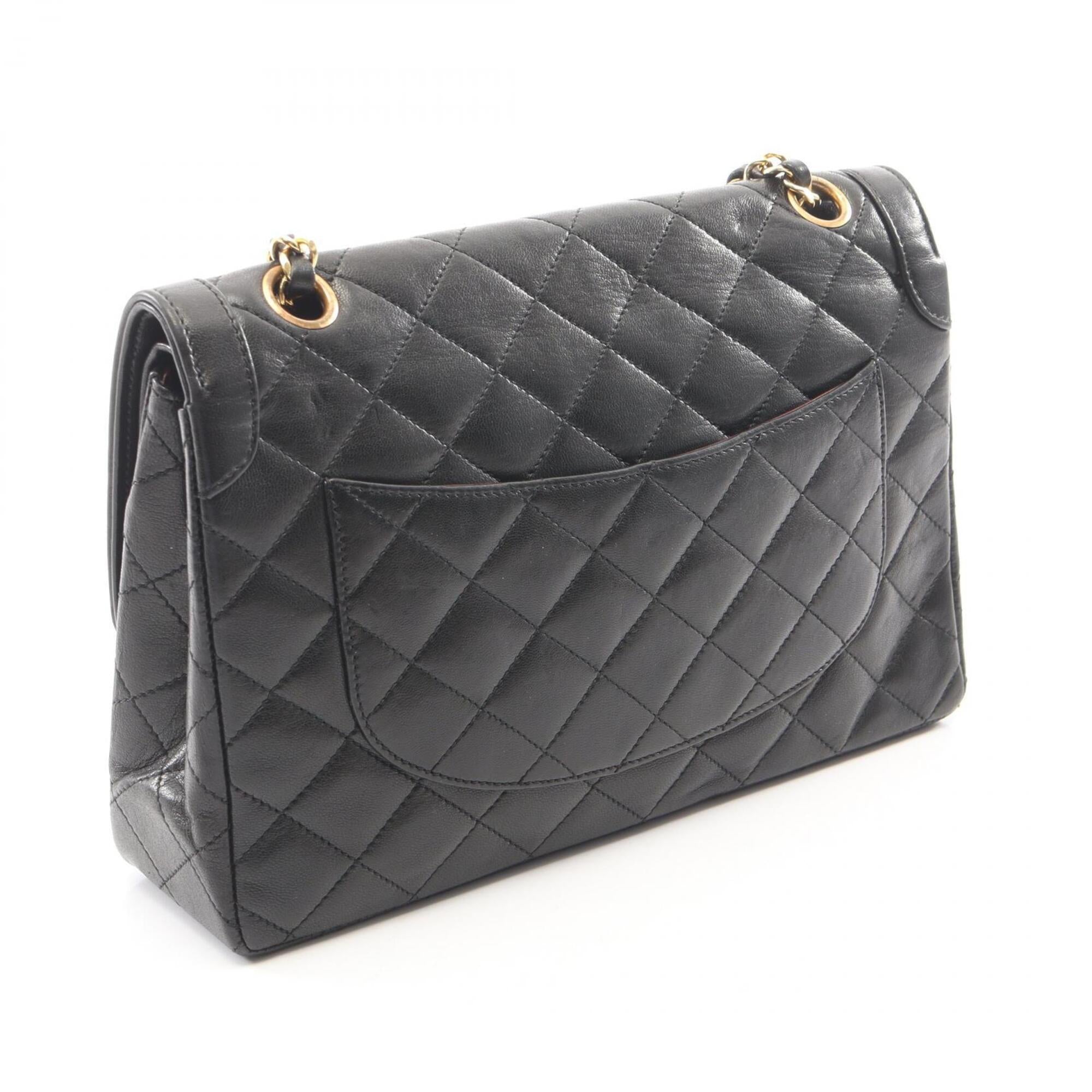 Chanel Black Leather Handbag Shoulder Bag (Pre-Owned)