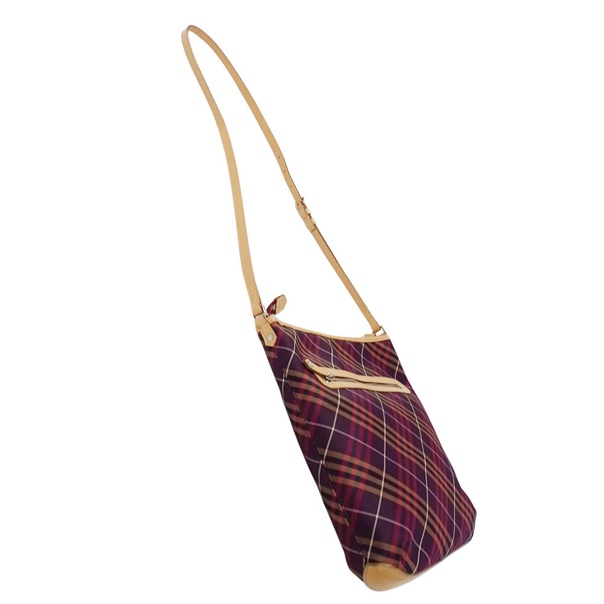 Burberry Blue Label Beige Blue Purple Nylon Handbag Shoulder Bag (Pre-Owned)
