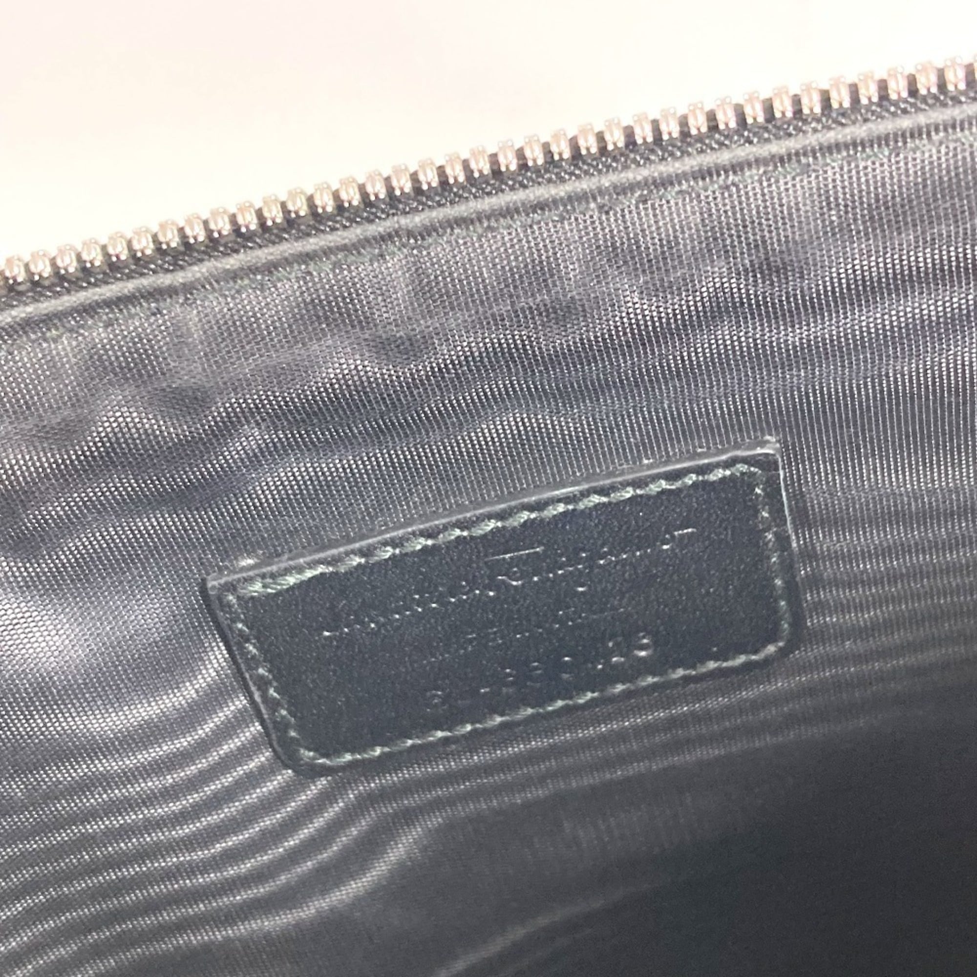 Salvatore Ferragamo Black Gray Leather Clutch Bag Pouch (Pre-Owned)