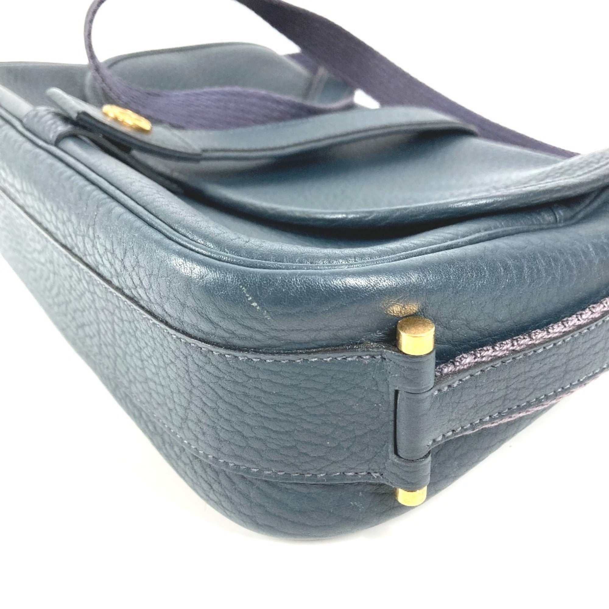 Hermes Navy Leather Shoulder Bag (Pre-Owned)