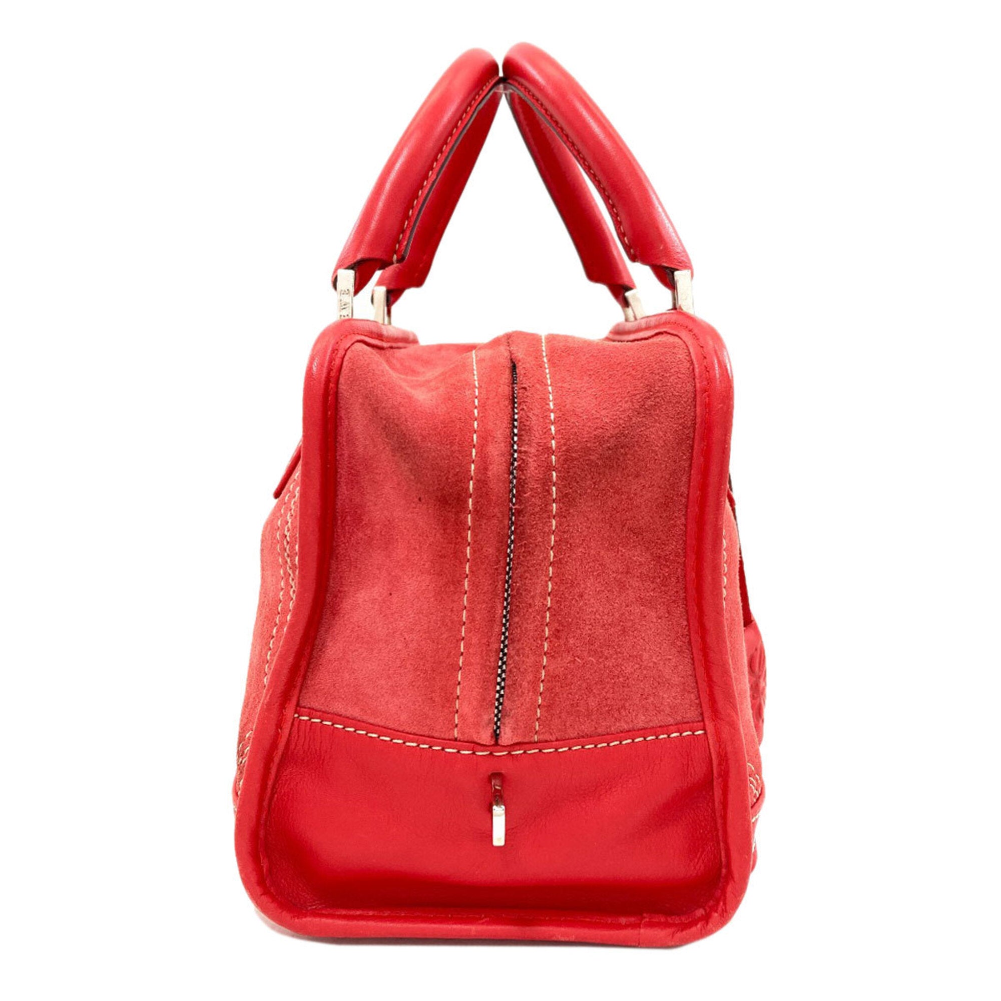 Loewe Red Color Suede Handbag (Pre-Owned)