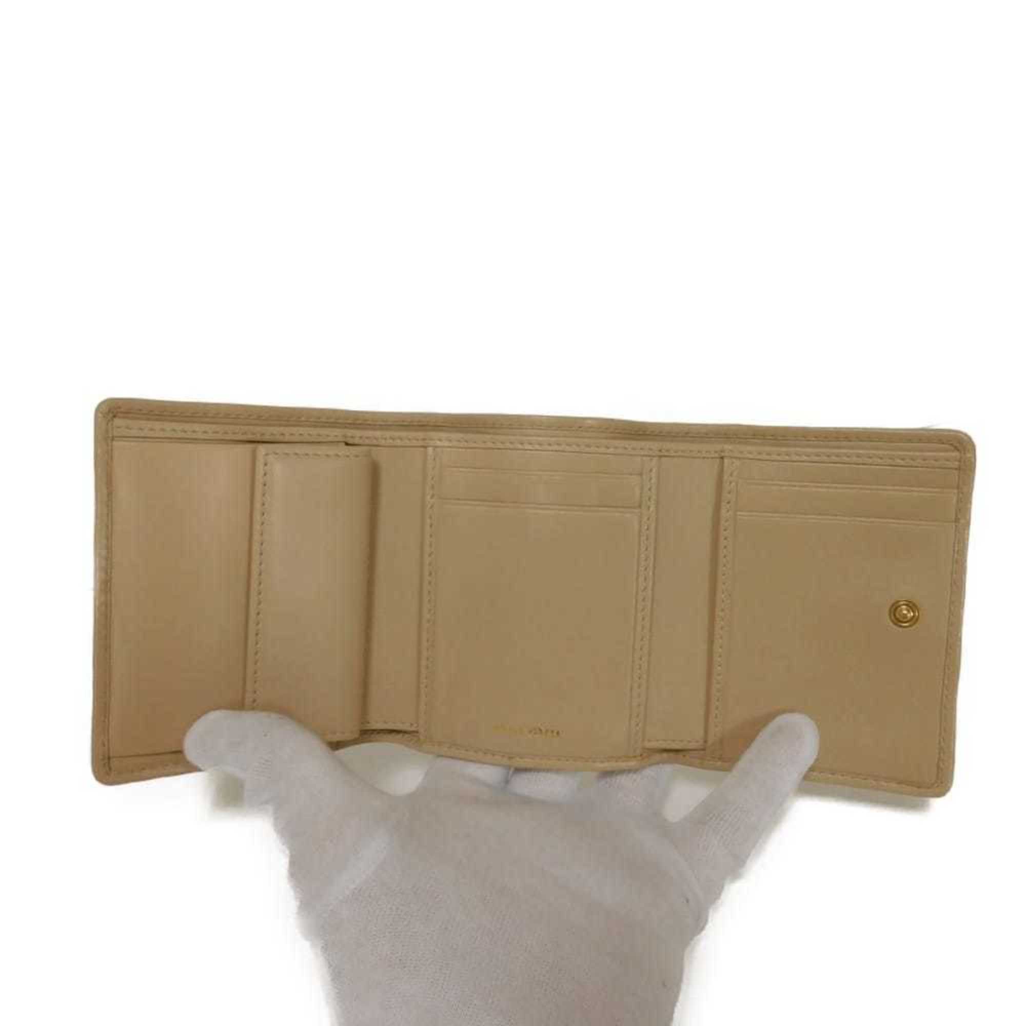 Miu Miu Beige Leather Wallet (Tri-Fold) (Pre-Owned)