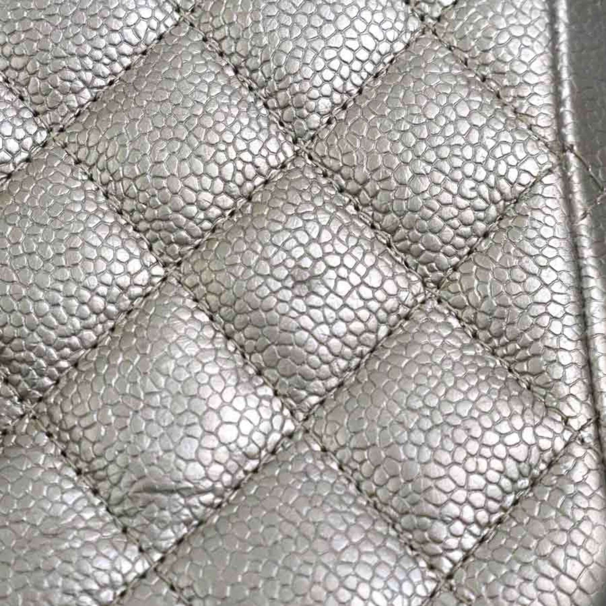 Chanel Metallic Gray Grained Calfskin Shoulder Bag (Pre-Owned)