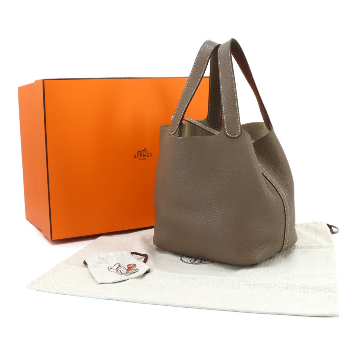 Hermes Picotin Etoupe Gray Taurillon Clemence Leather Handbag (Pre-Owned)
