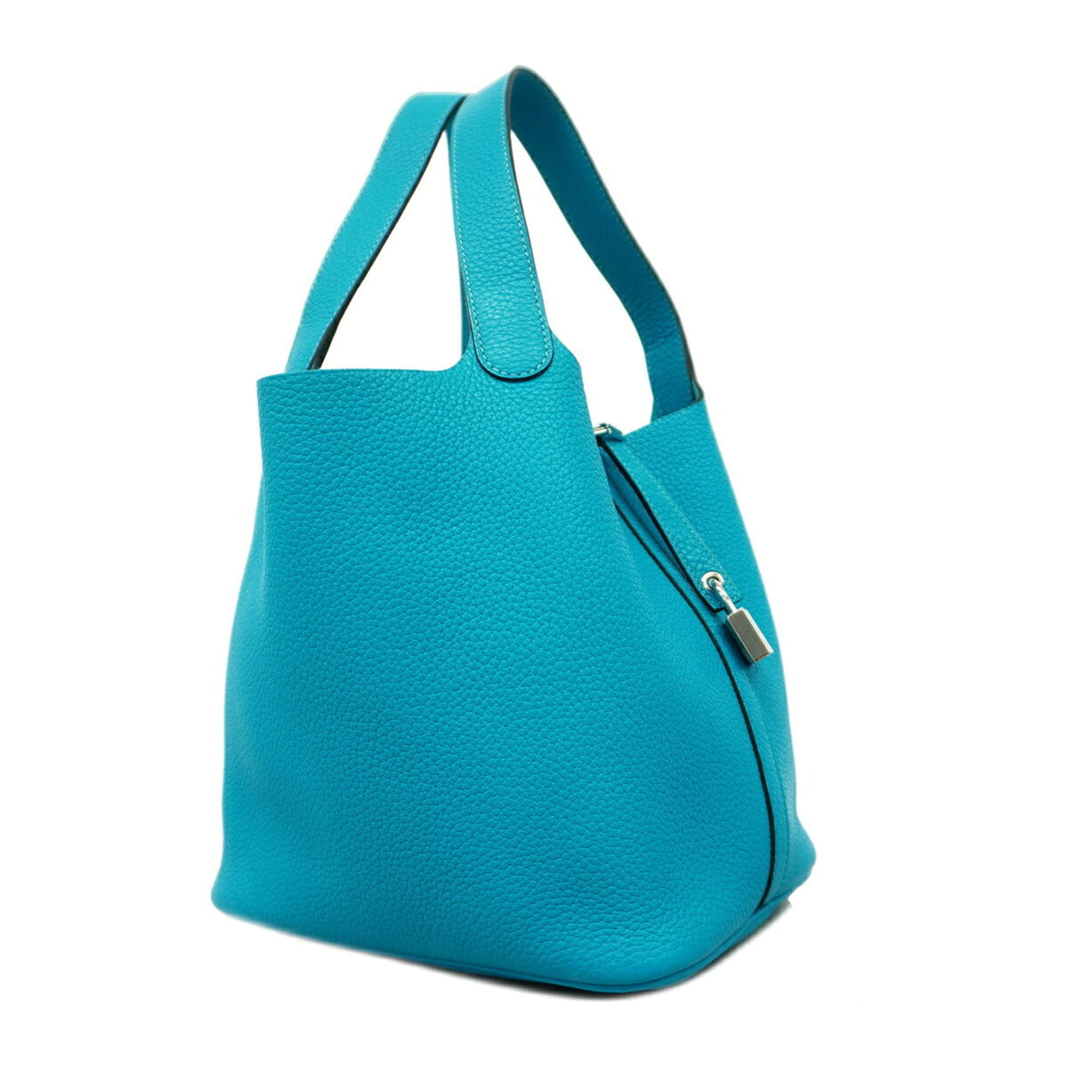 Hermes Turquoise Taurillon Clemence Leather Handbag (Pre-Owned)
