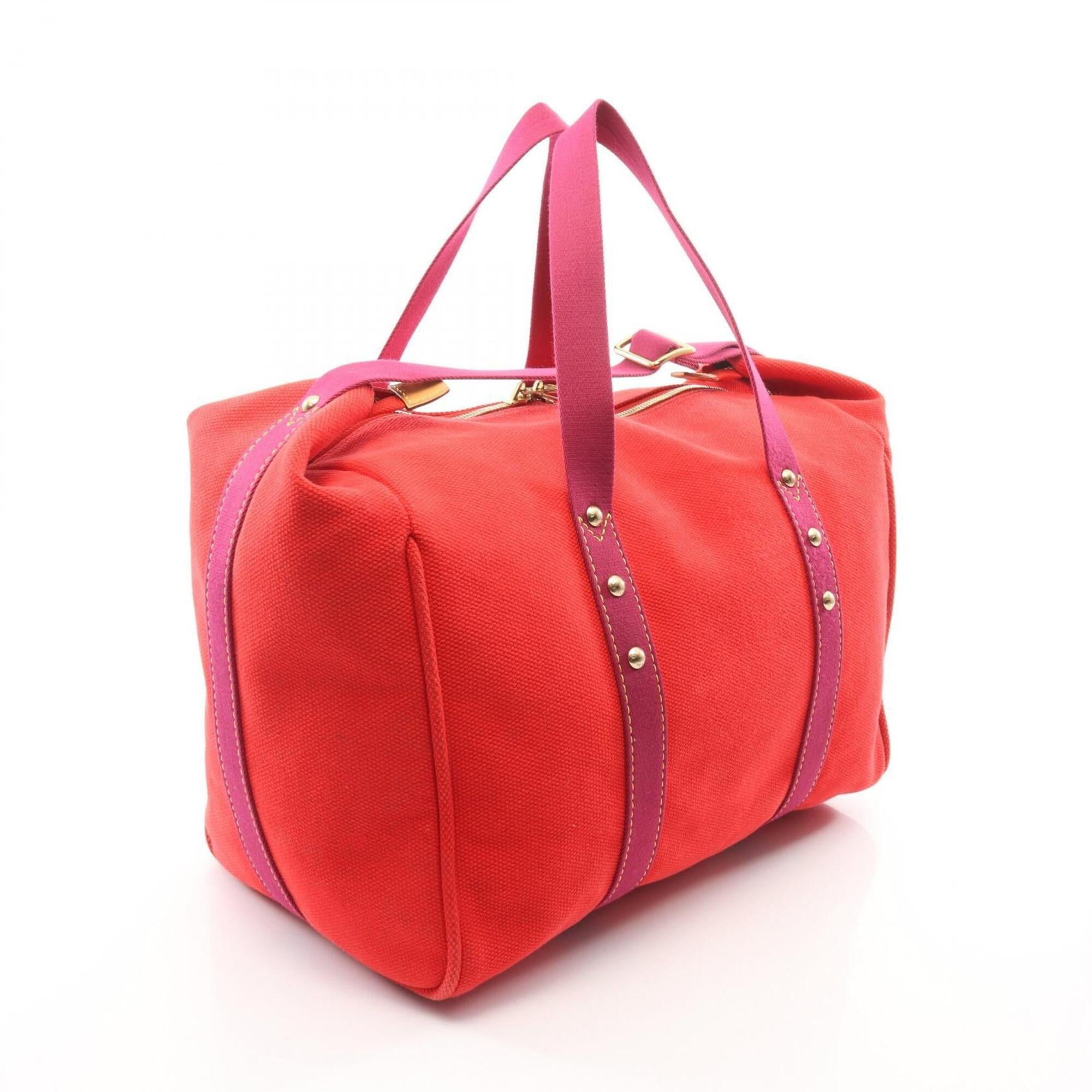 Louis Vuitton Red Color Rouge Canvas Boston Bag Handbag (Pre-Owned)