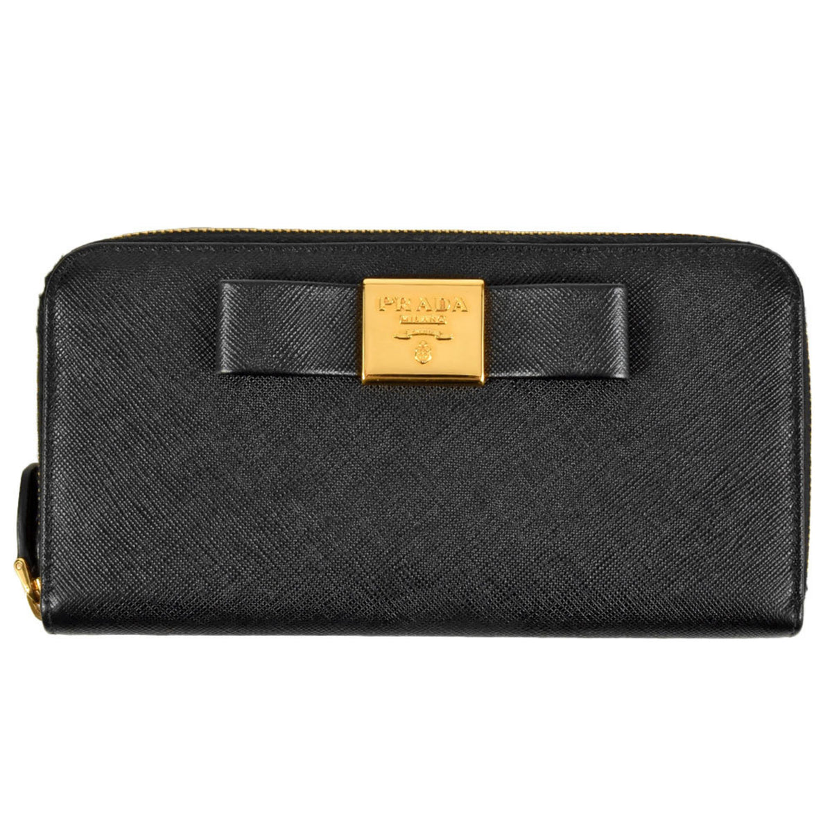 Prada Black Saffiano Long Wallet (Bi-Fold) (Pre-Owned)