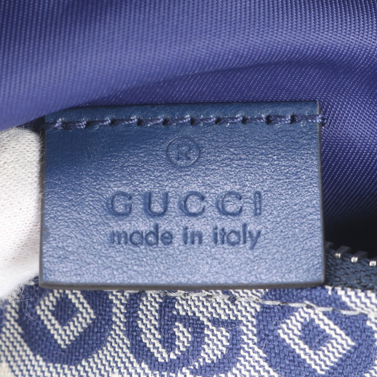 Gucci Blue Leather Canvas Pouch Shoulder Bag Sling Bag (Pre-Owned)