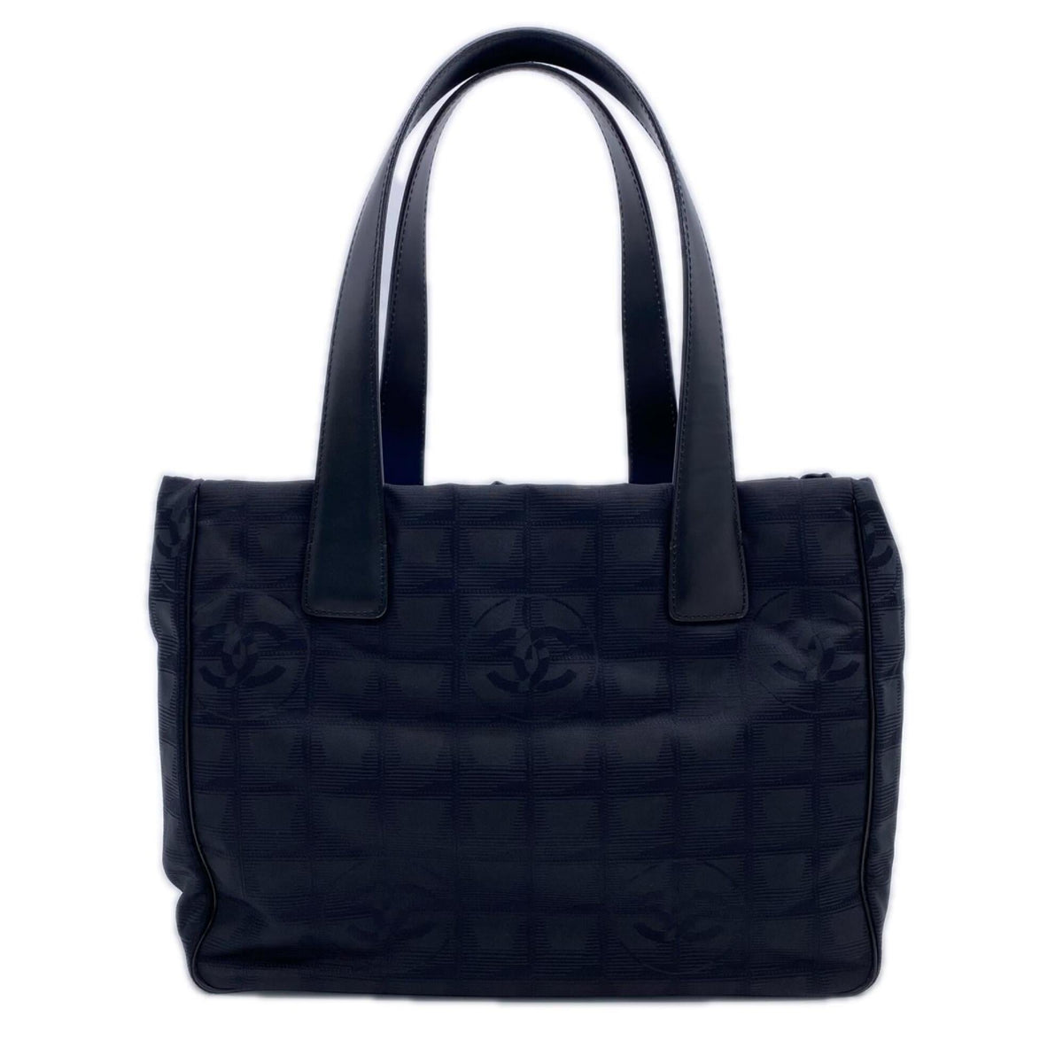 Chanel New Travel Line Black Nylon Leather Tote Bag (Pre-Owned)