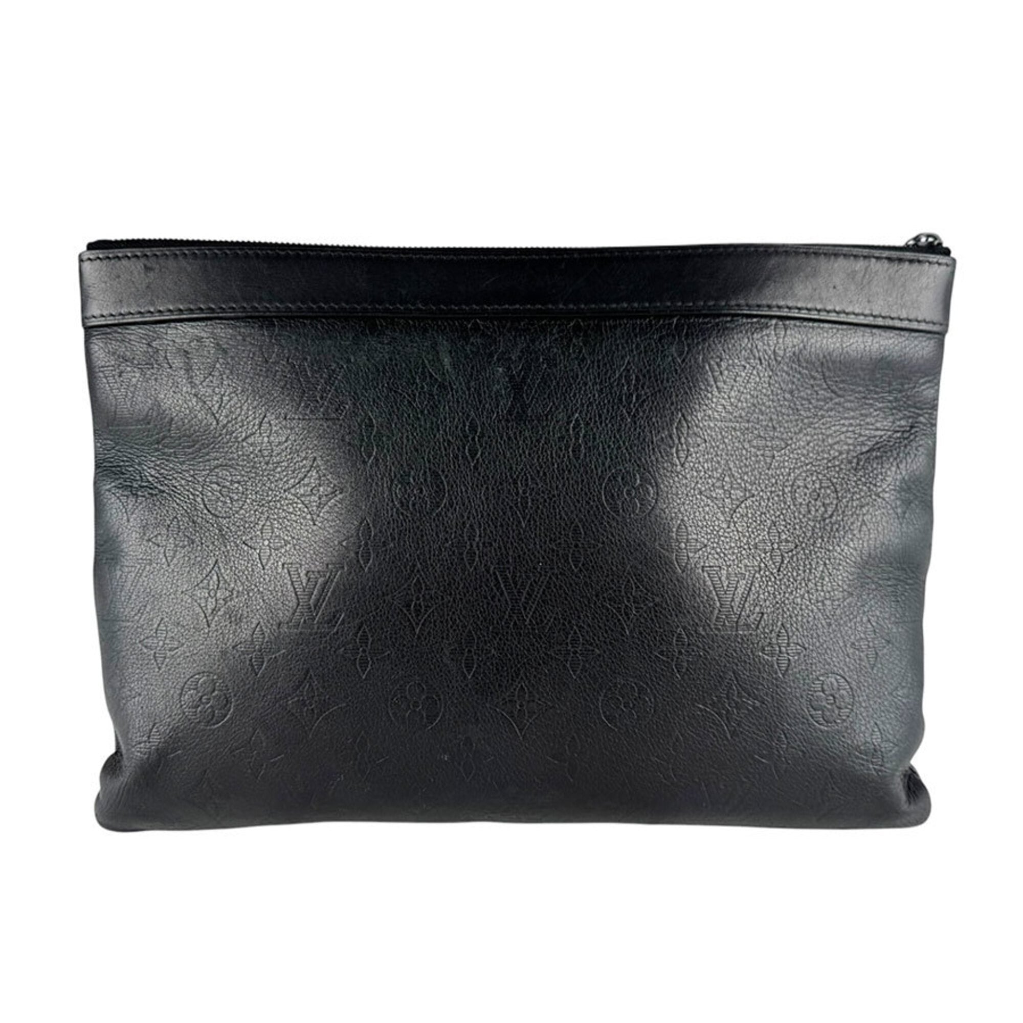 Louis Vuitton Black Monogram Shadow Clutch Bag (Pre-Owned)