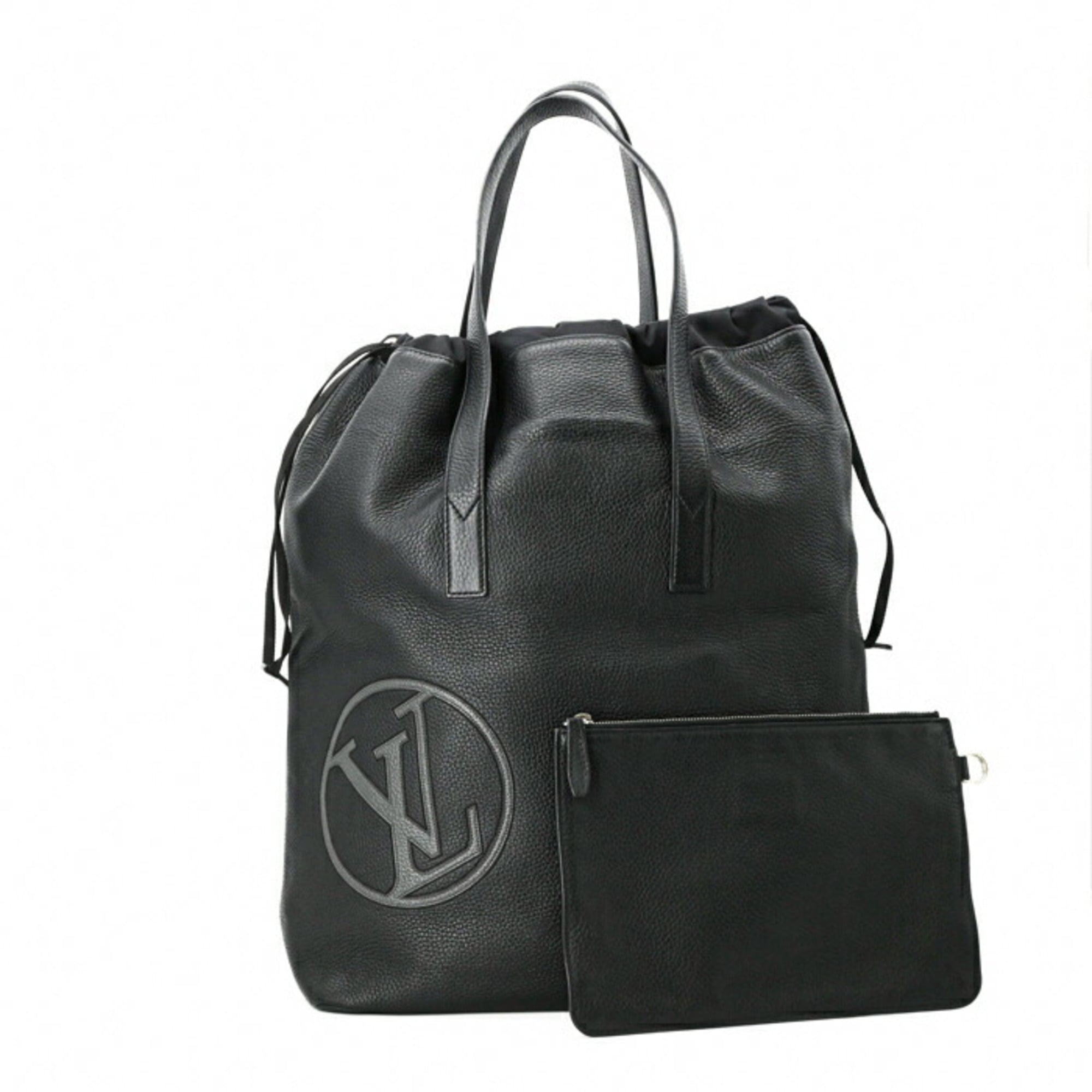 Louis Vuitton Black Leather Pouch Tote Bag (Pre-Owned)