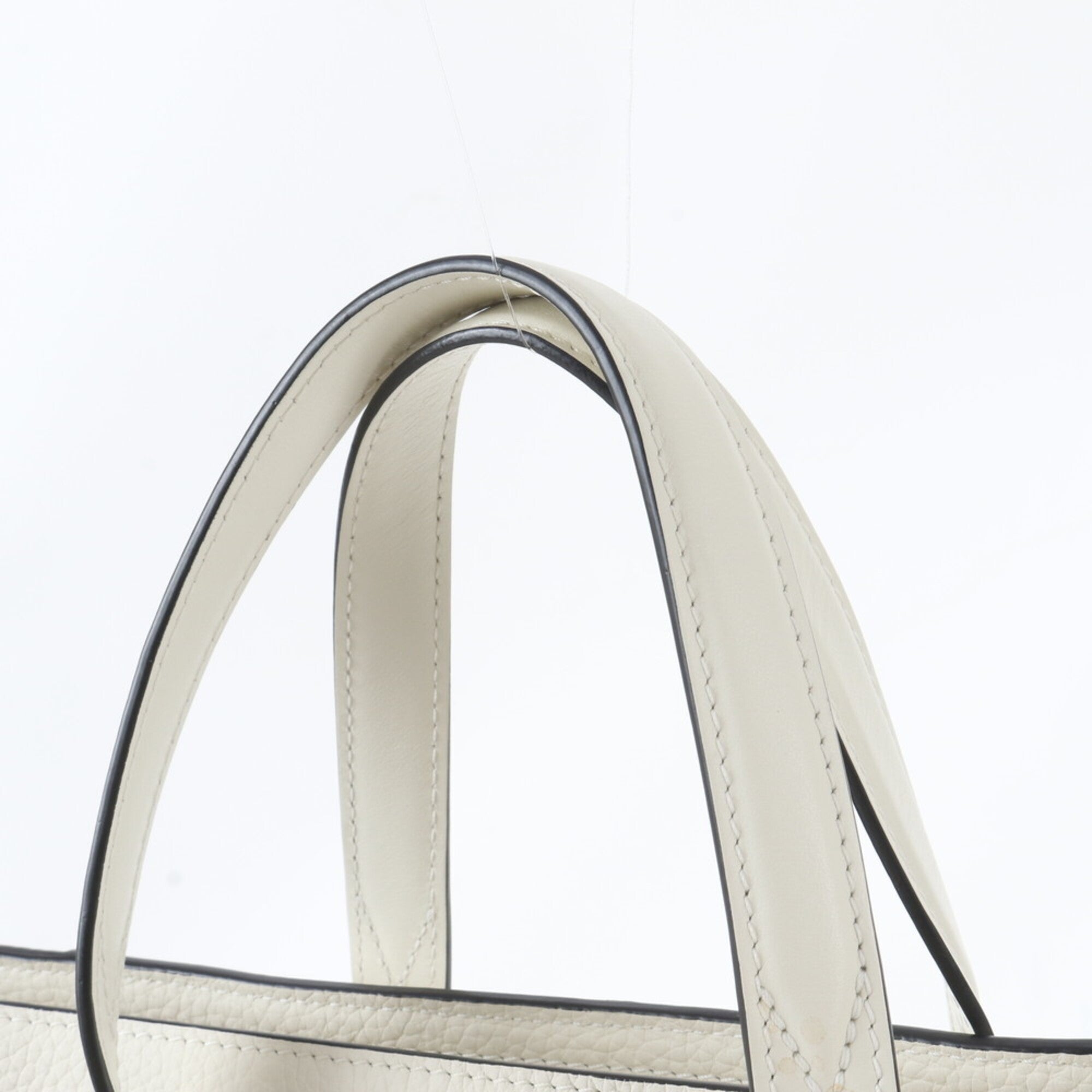 Louis Vuitton White Leather Handbag Tote Bag (Pre-Owned)