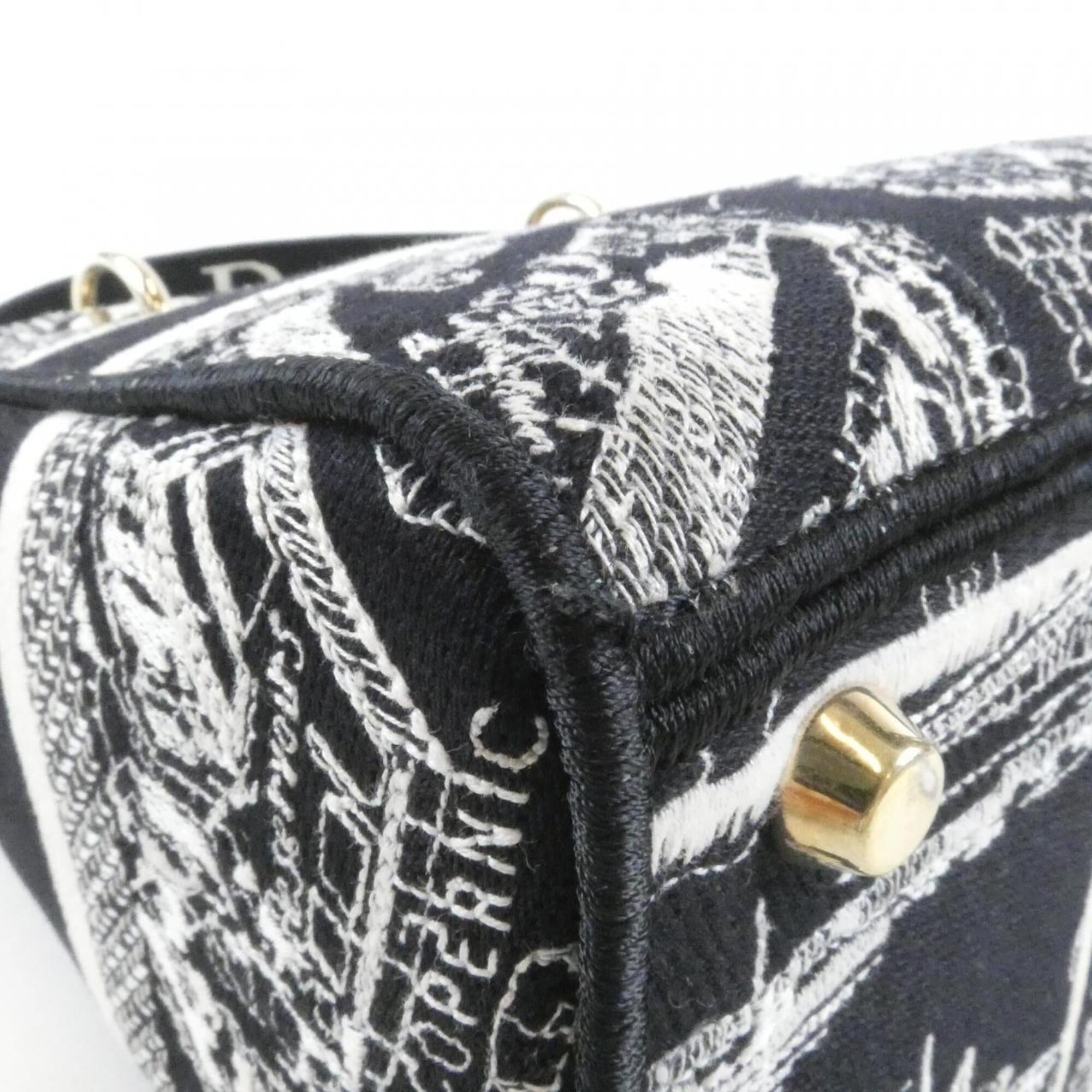 Christian Dior Black White Canvas Handbag (Pre-Owned)