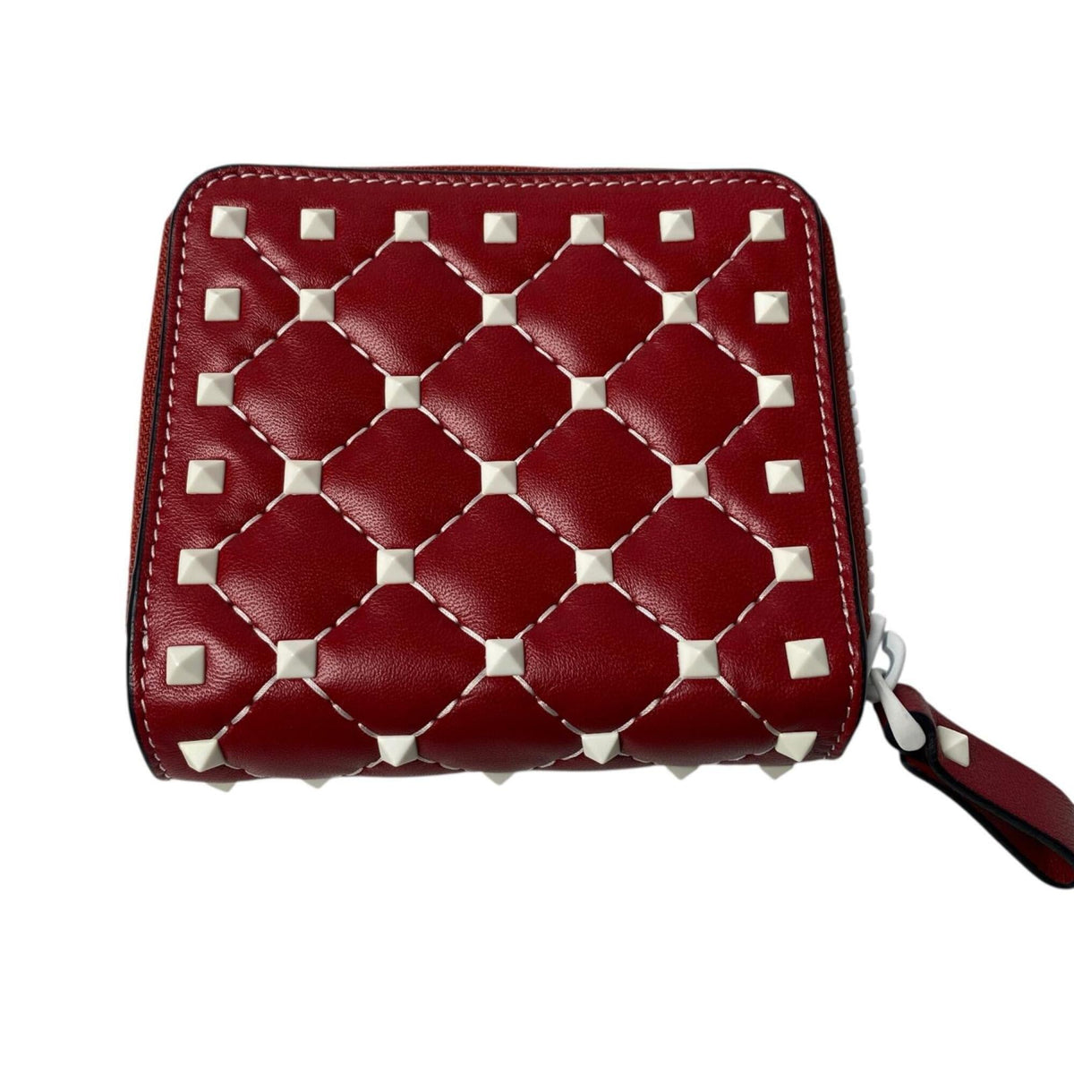 Valentino Garavani Red Color White Leather Wallet (Bi-Fold) (Pre-Owned)