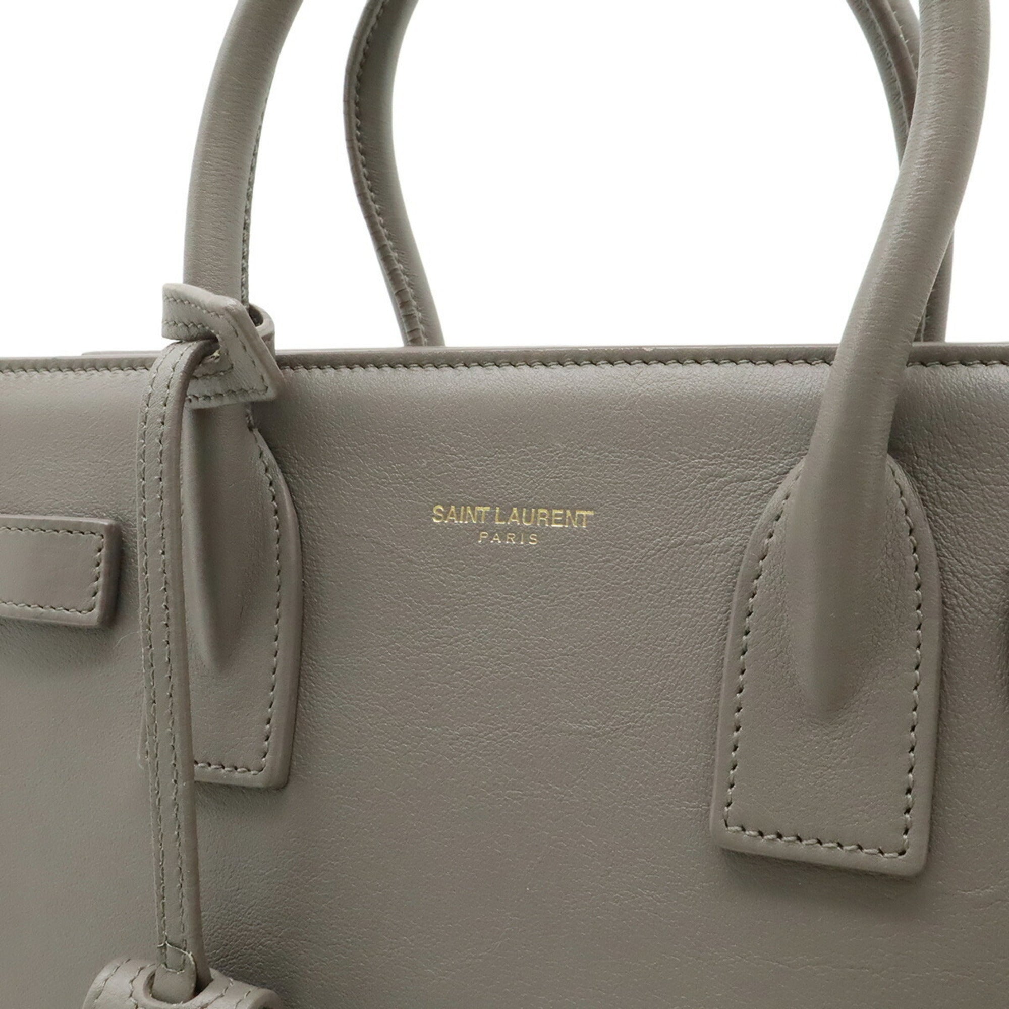 Yves Saint Laurent Gray Leather Handbag Shoulder Bag (Pre-Owned)