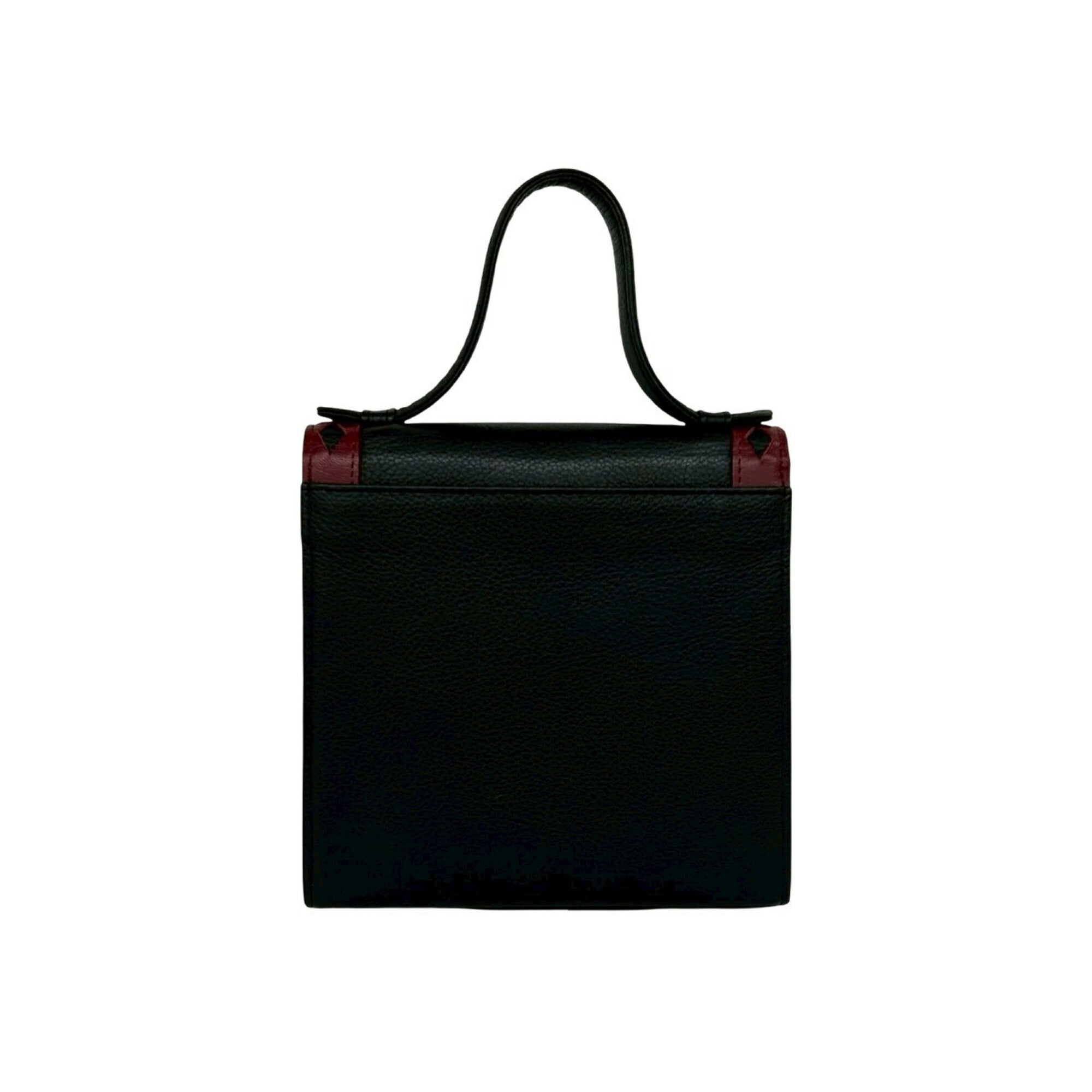 Yves Saint Laurent Black Red Color Leather Handbag Shoulder Bag (Pre-Owned)