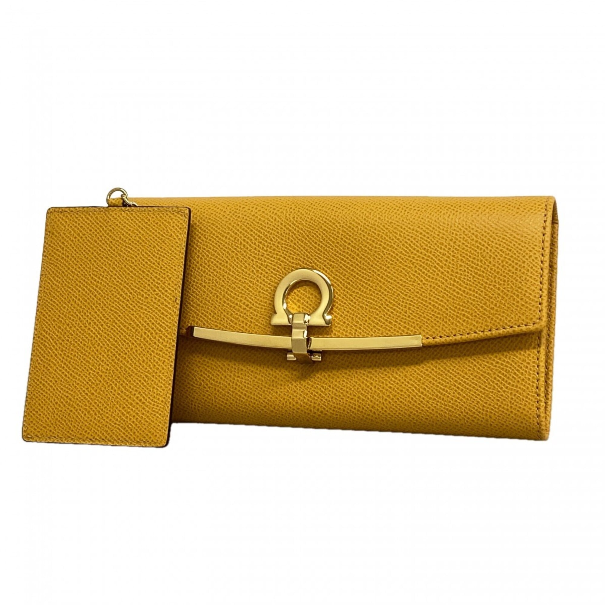 Salvatore Ferragamo Yellow Leather Long Wallet (Bi-Fold) (Pre-Owned)