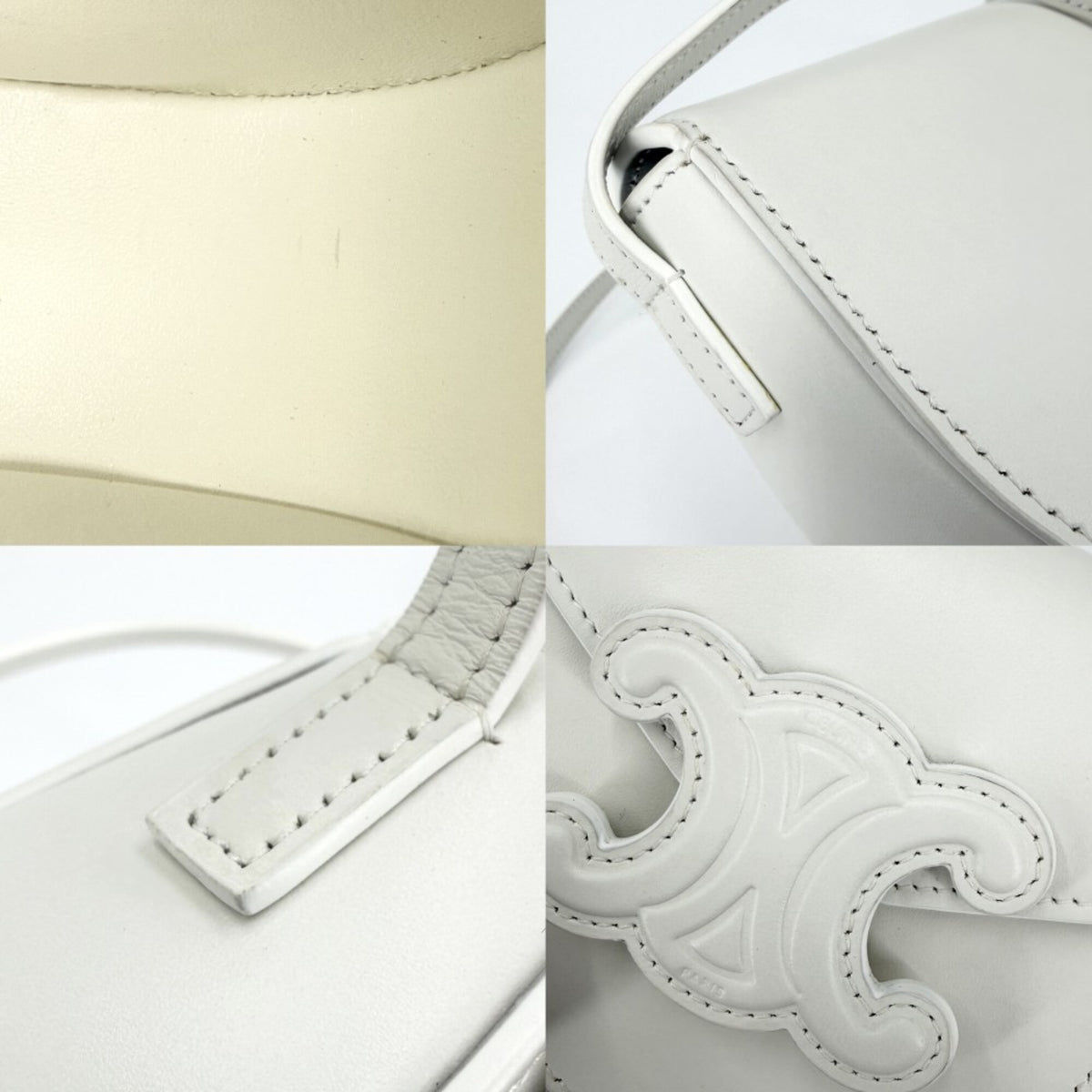 Celine White Leather Pochette Shoulder Bag (Pre-Owned)