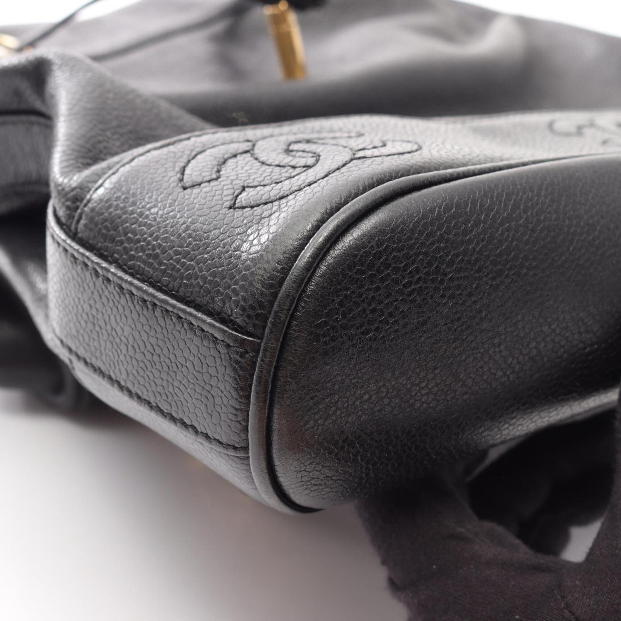 Chanel Black Grained Calfskin Backpack Handbag (Pre-Owned)
