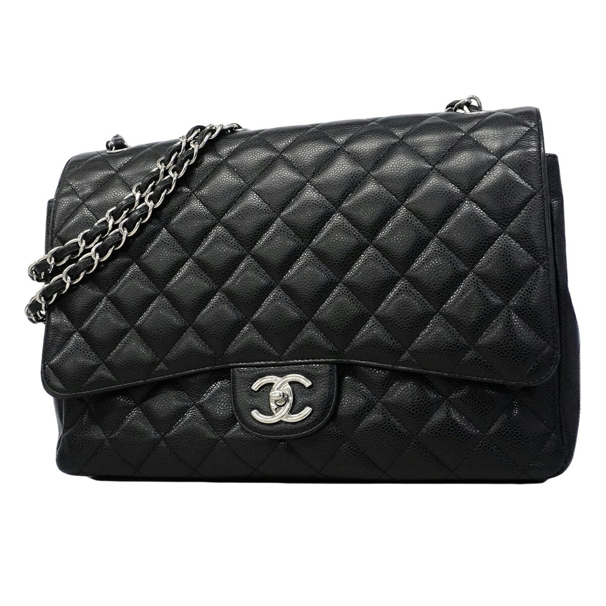 Chanel Black Grained Calfskin Shoulder Bag (Pre-Owned)