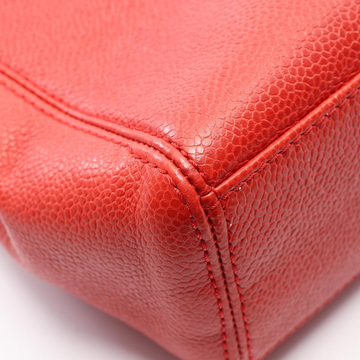 Chanel Red Color Grained Calfskin Handbag Shoulder Bag (Pre-Owned)